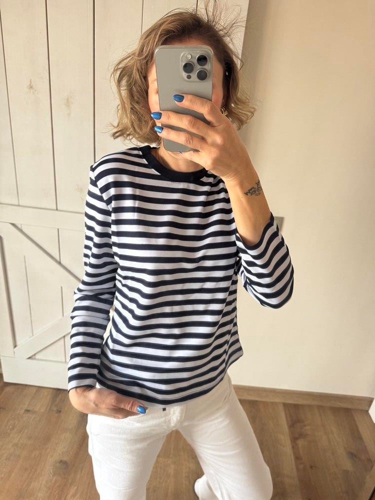 Lacivert Çizgi Detaylı Basic