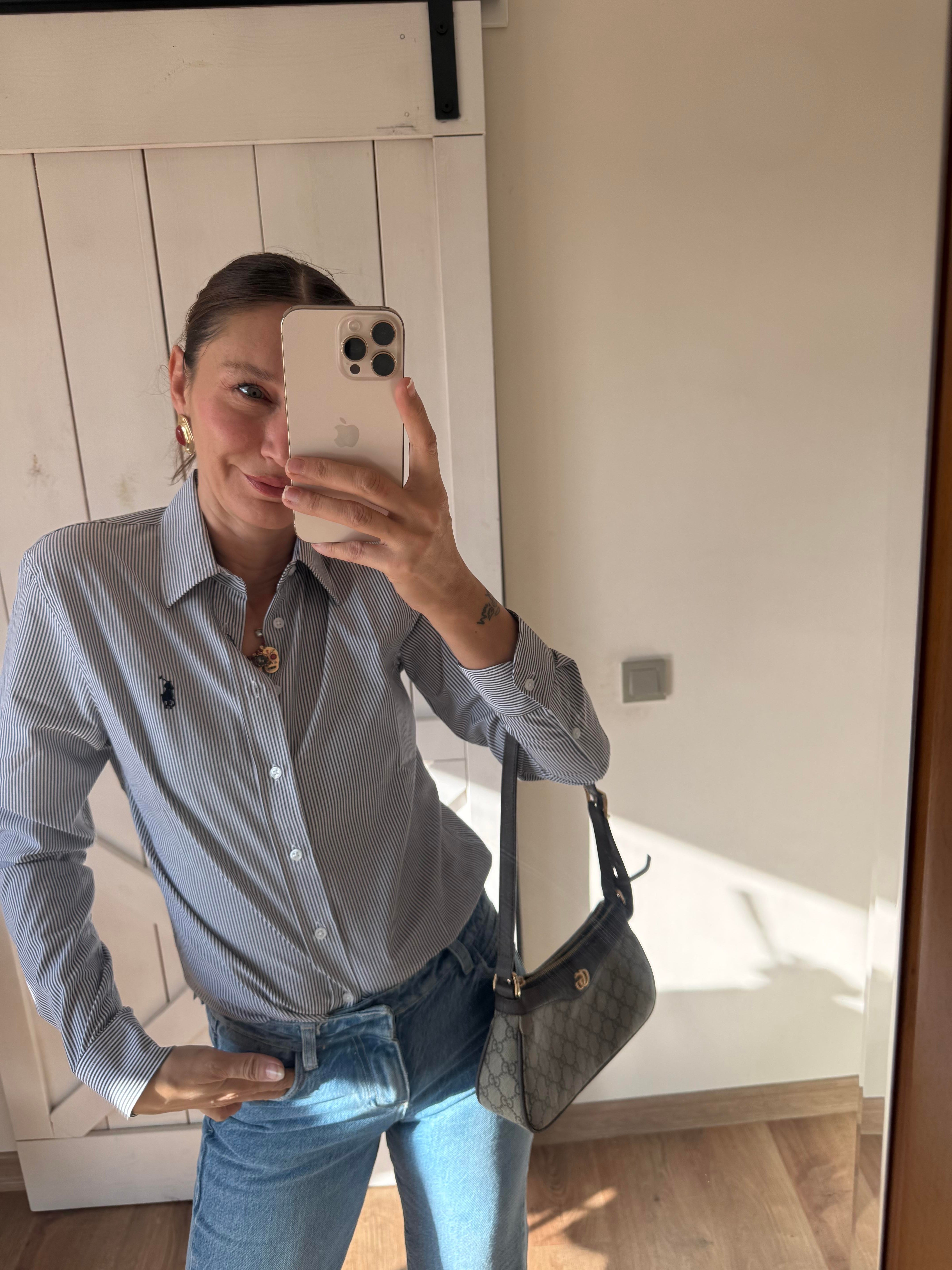 Lacivert Çizgili Oxford Gömlek