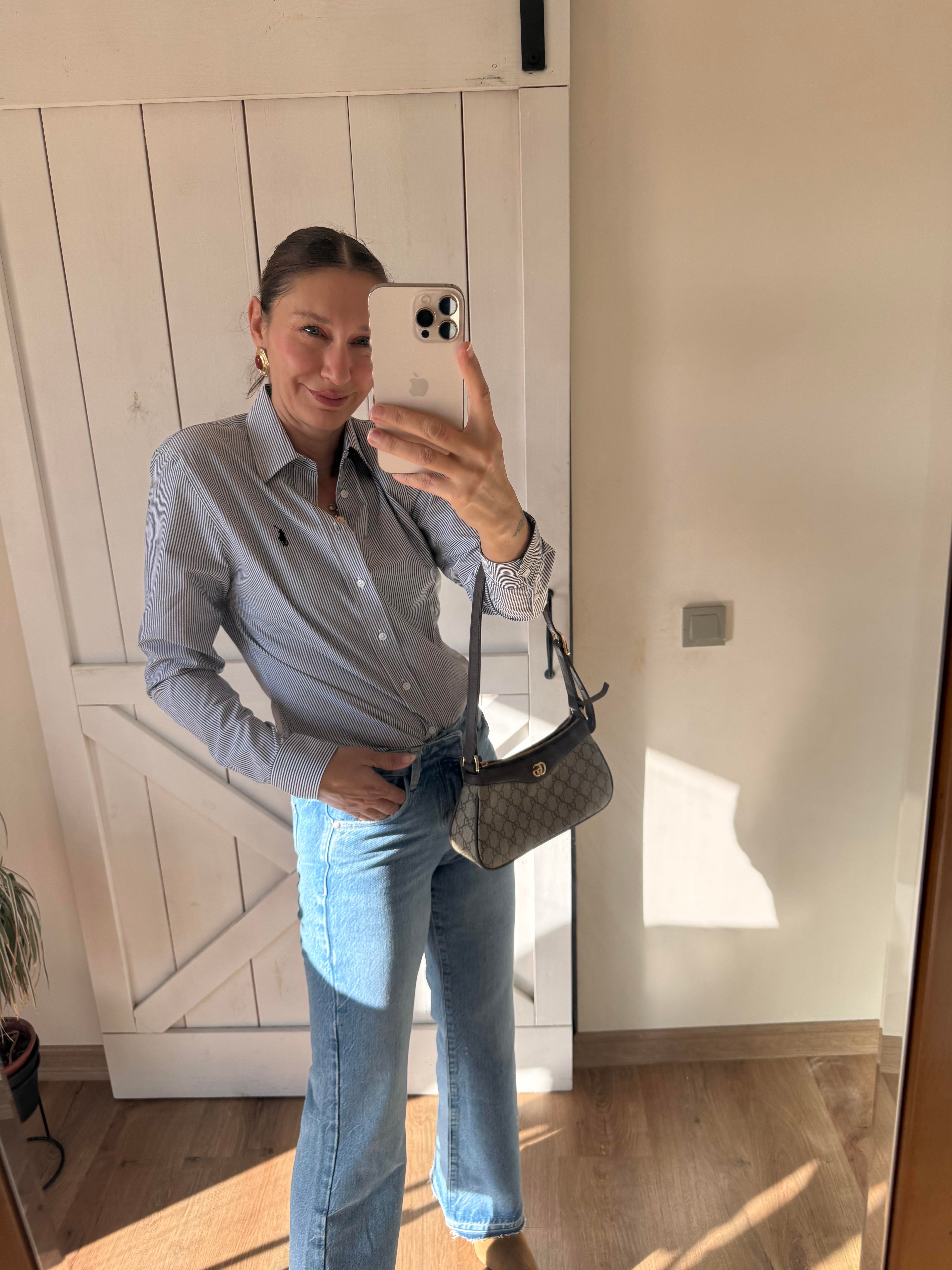 Lacivert Çizgili Oxford Gömlek