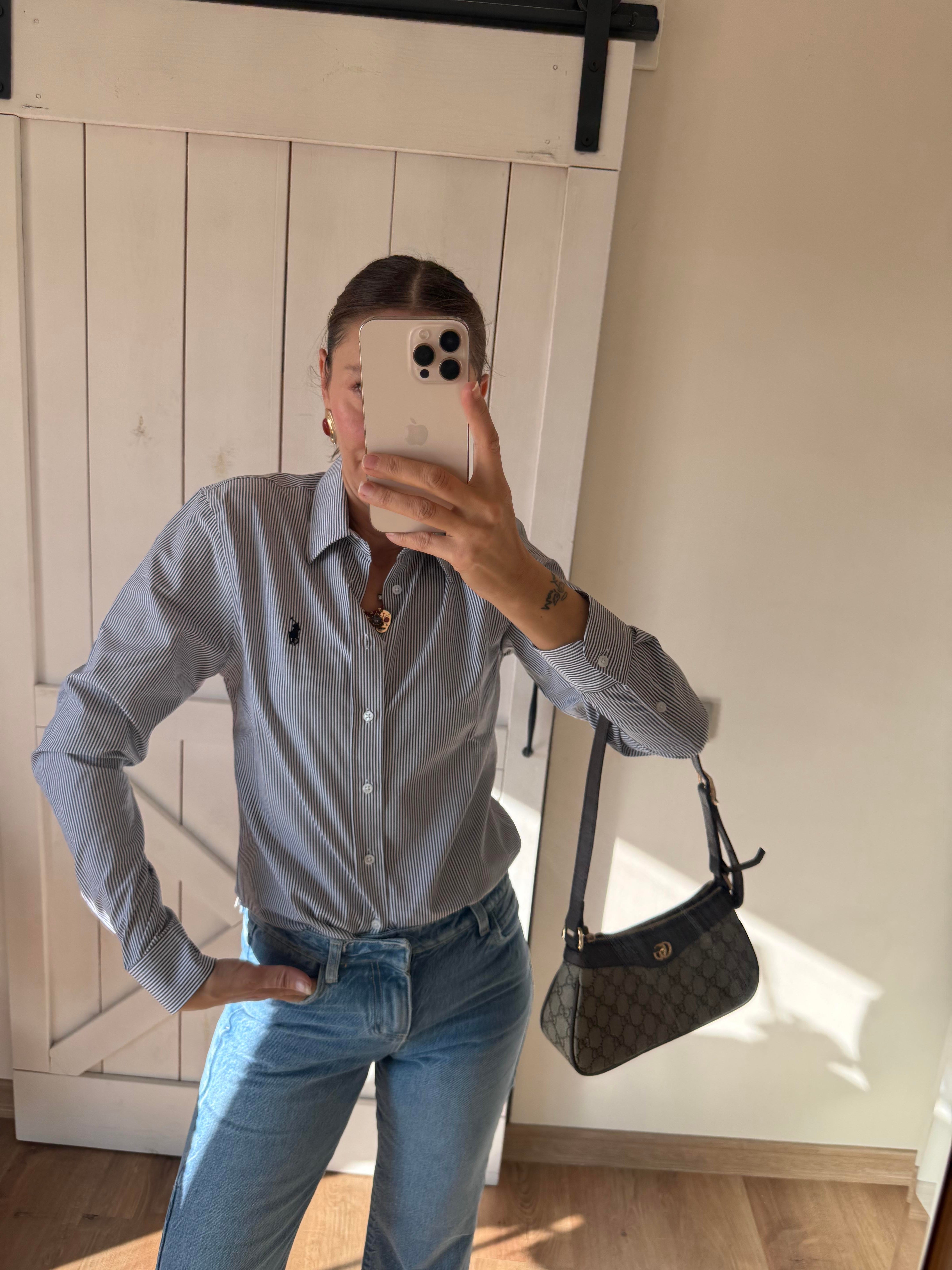 Lacivert Çizgili Oxford Gömlek