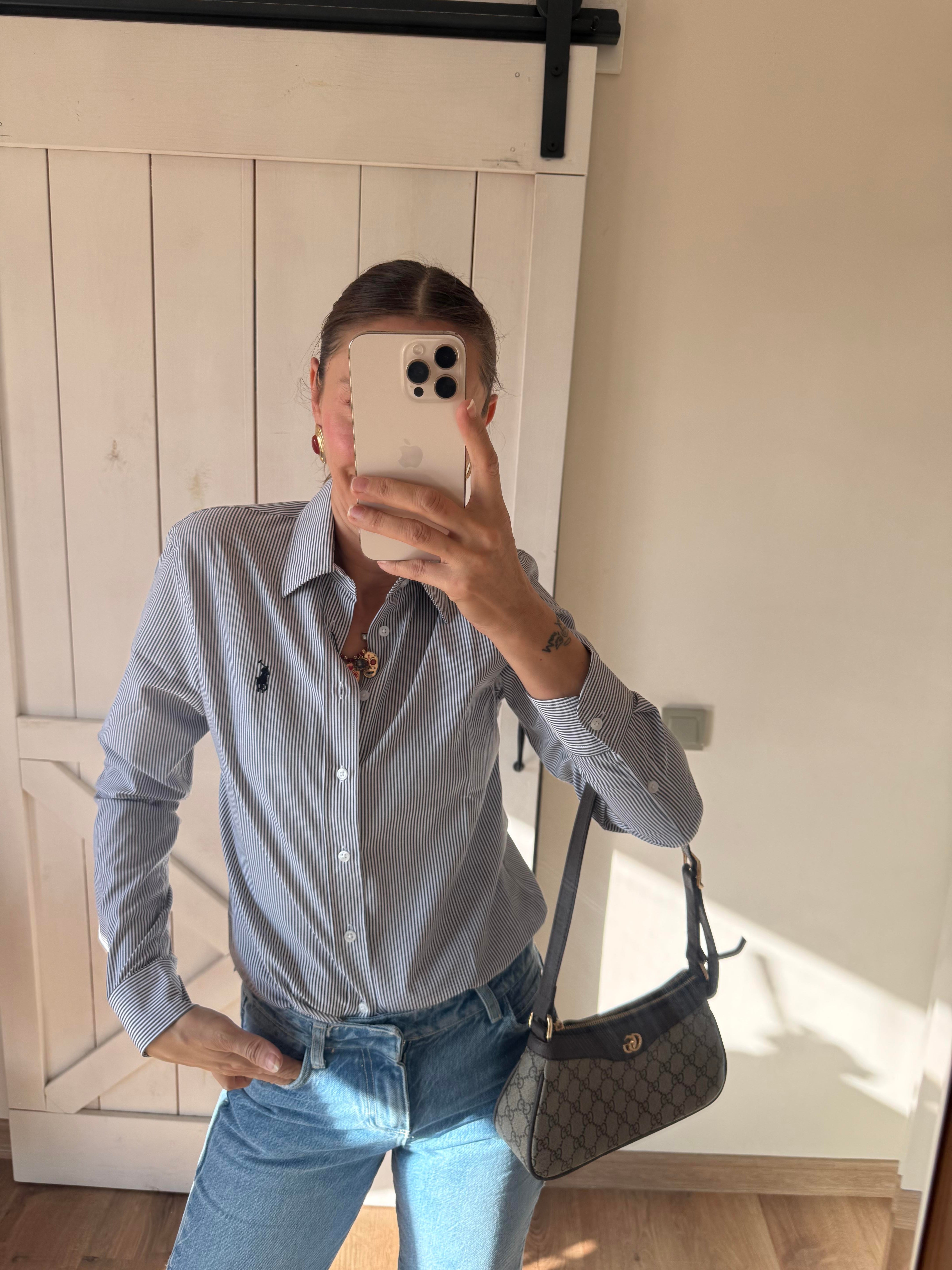 Lacivert Çizgili Oxford Gömlek