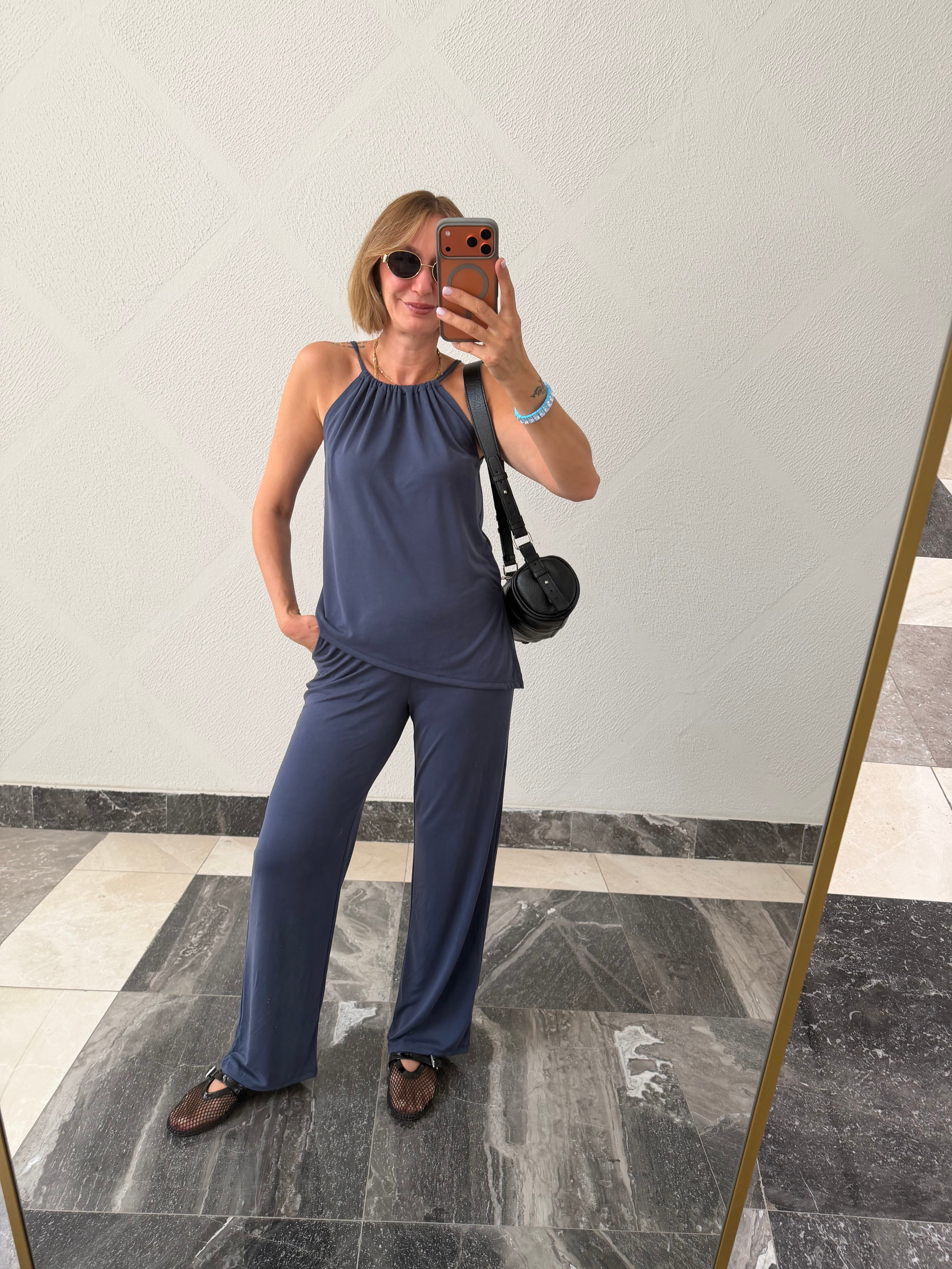 Lacivert Halter Yaka Takım