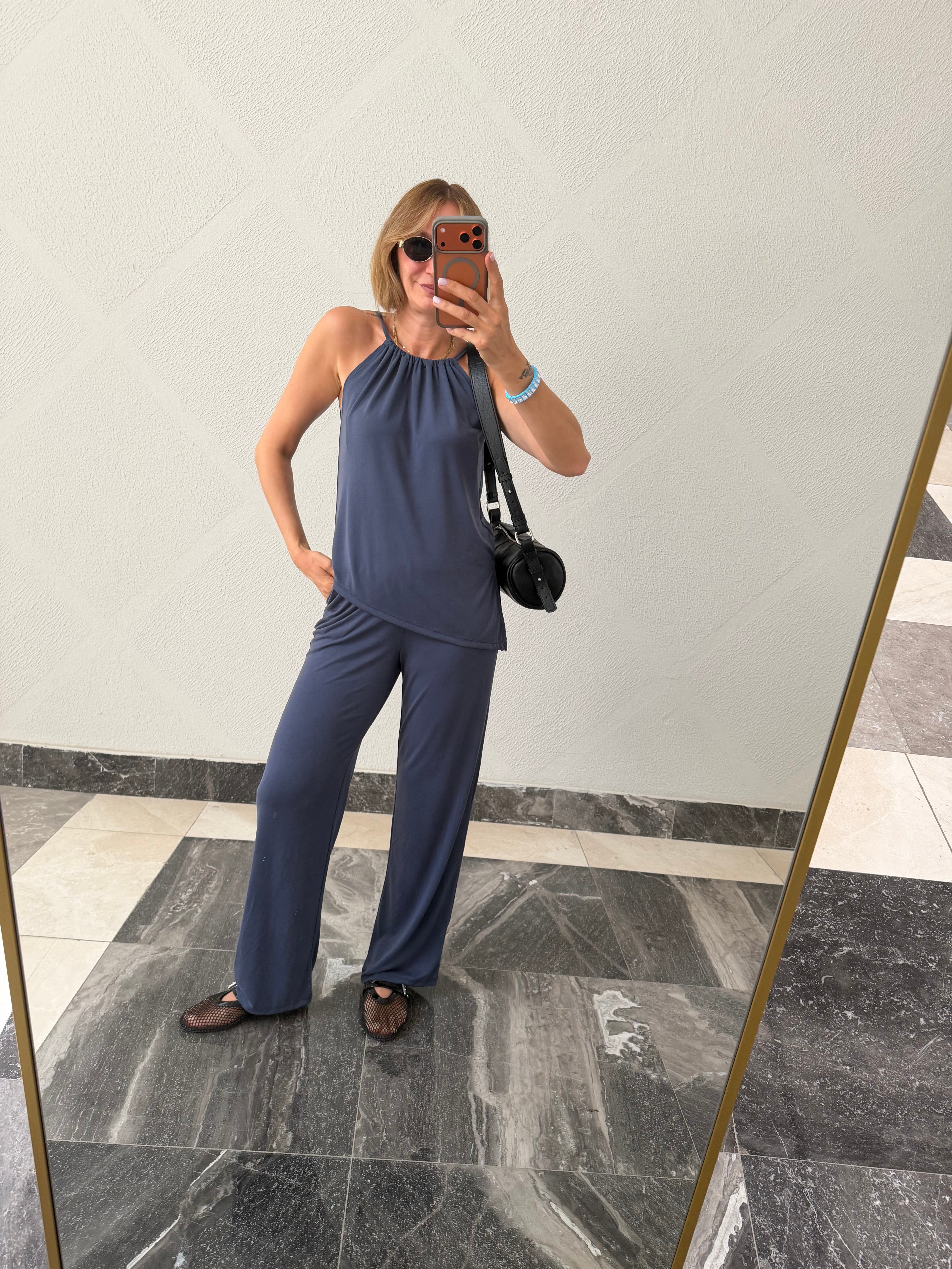 Lacivert Halter Yaka Takım