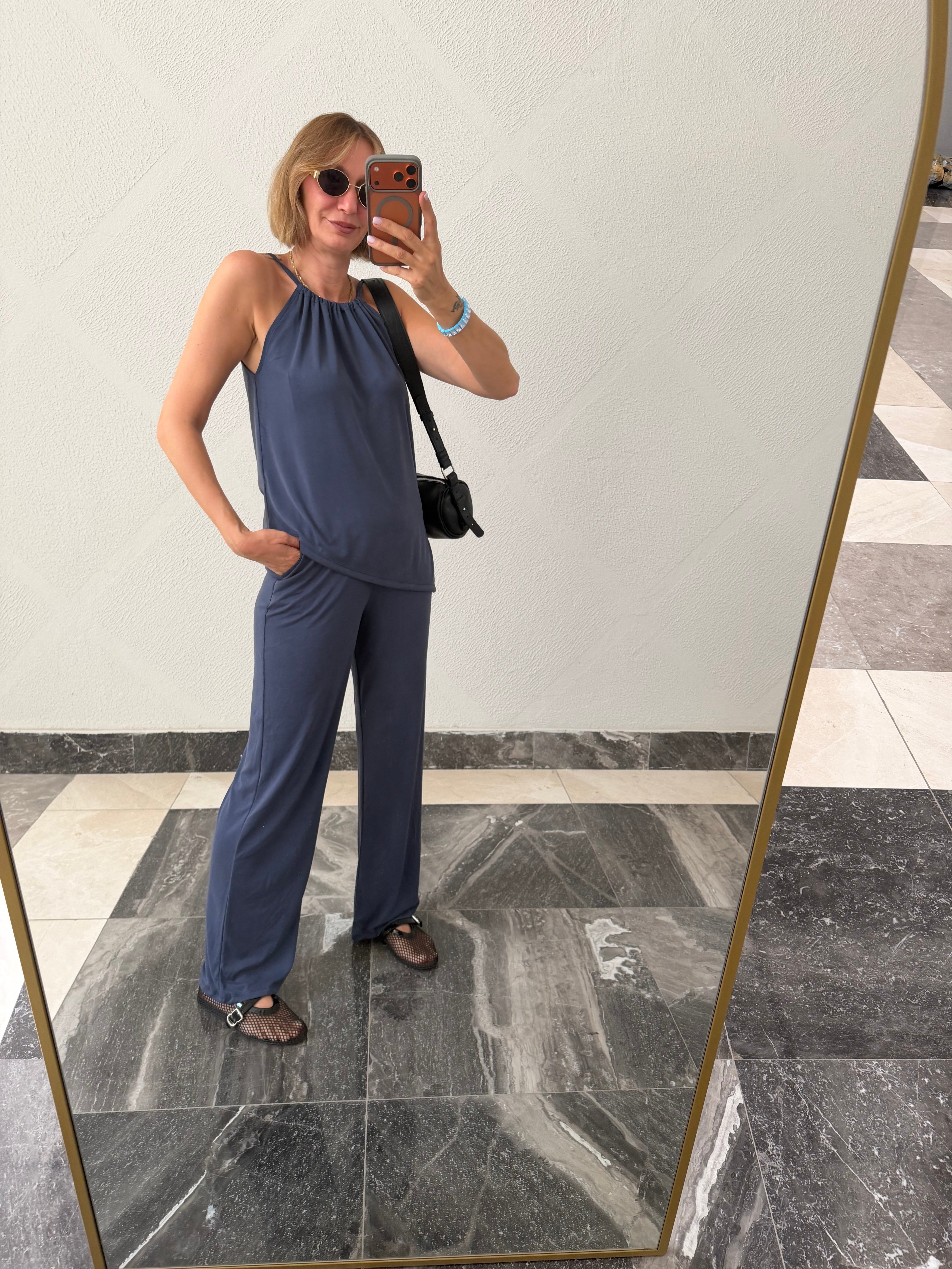 Lacivert Halter Yaka Takım