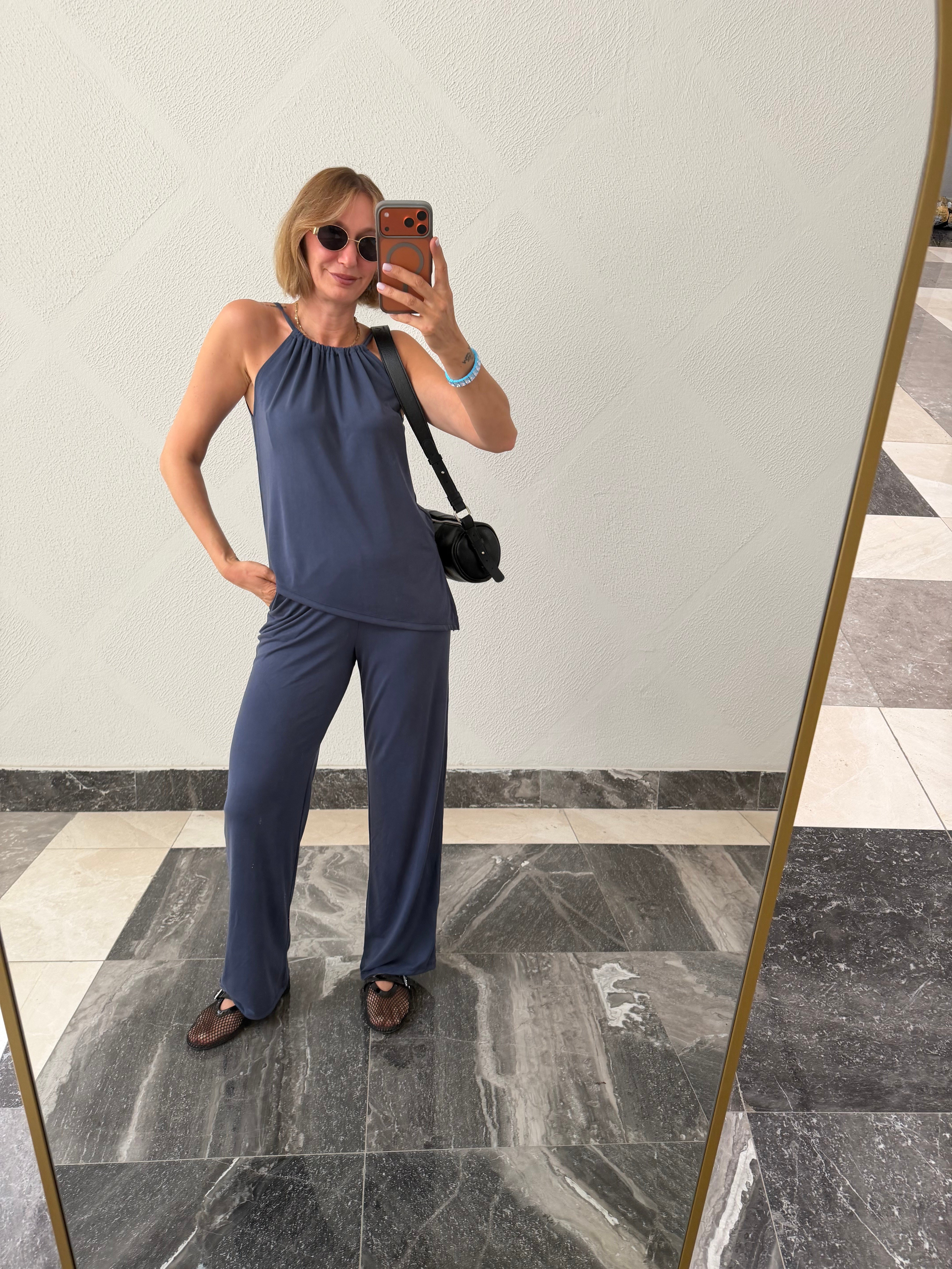 Lacivert Halter Yaka Takım