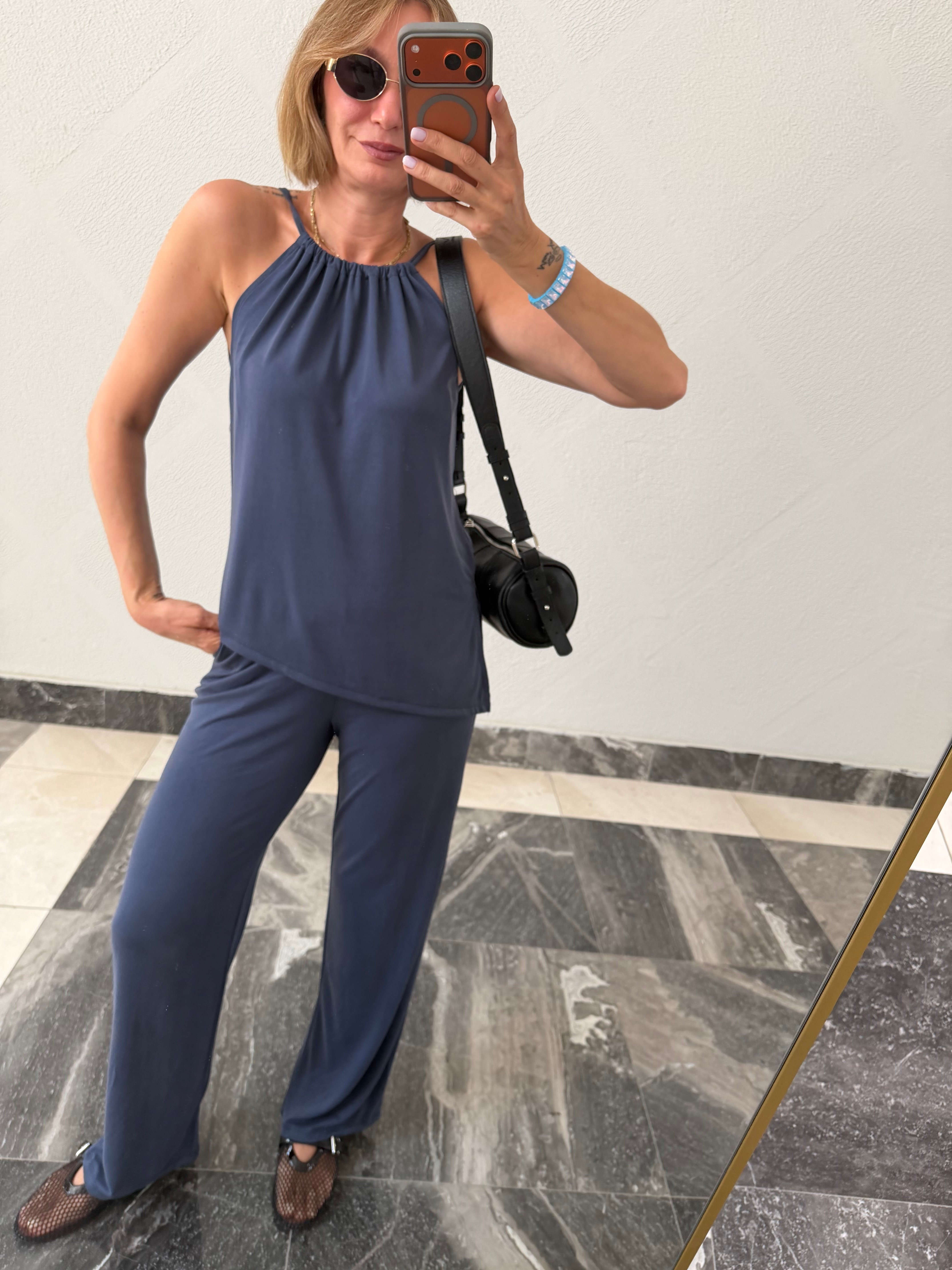 Lacivert Halter Yaka Takım