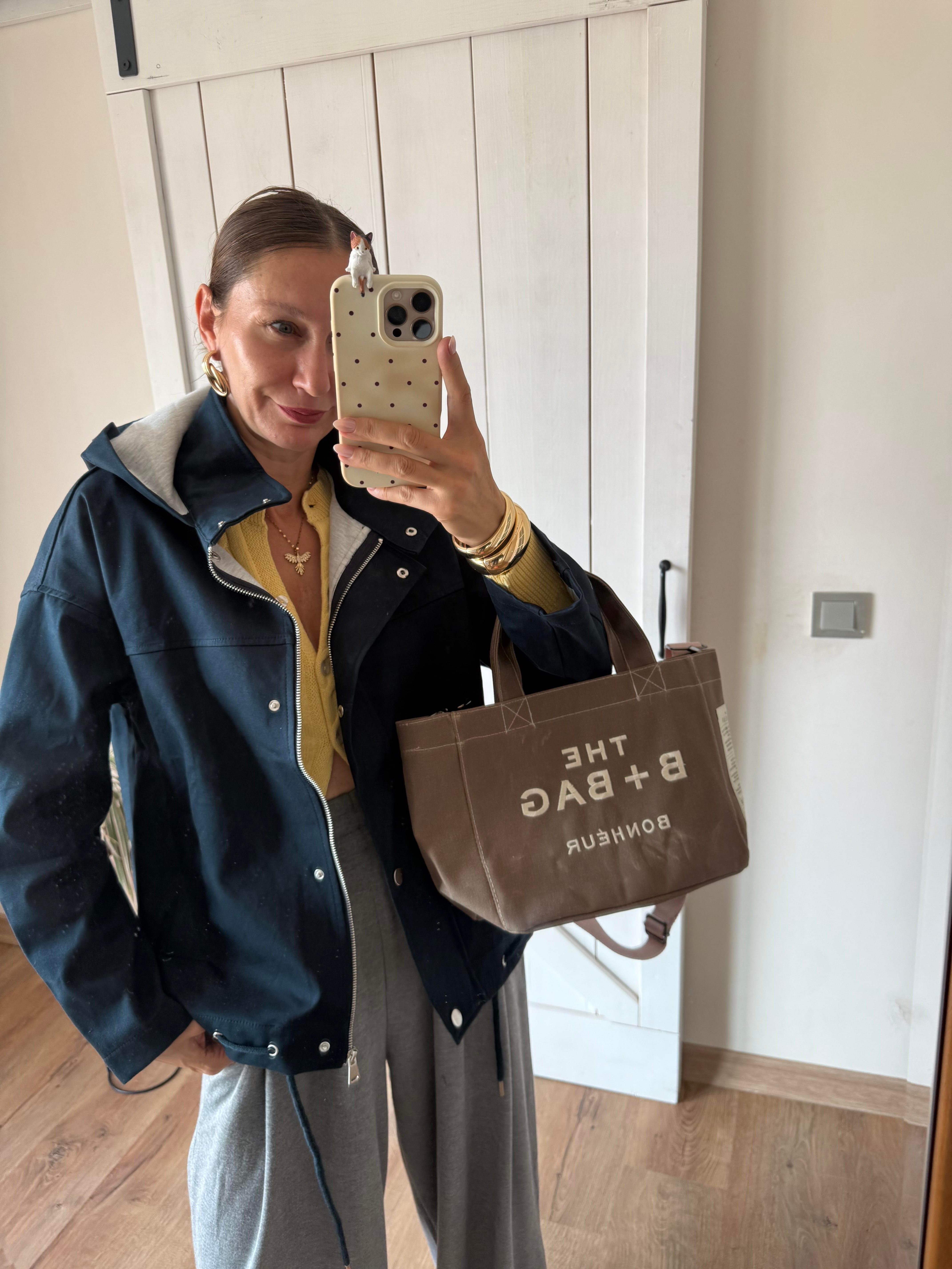 Lacivert Kapüşonlu Trenç/Ceket