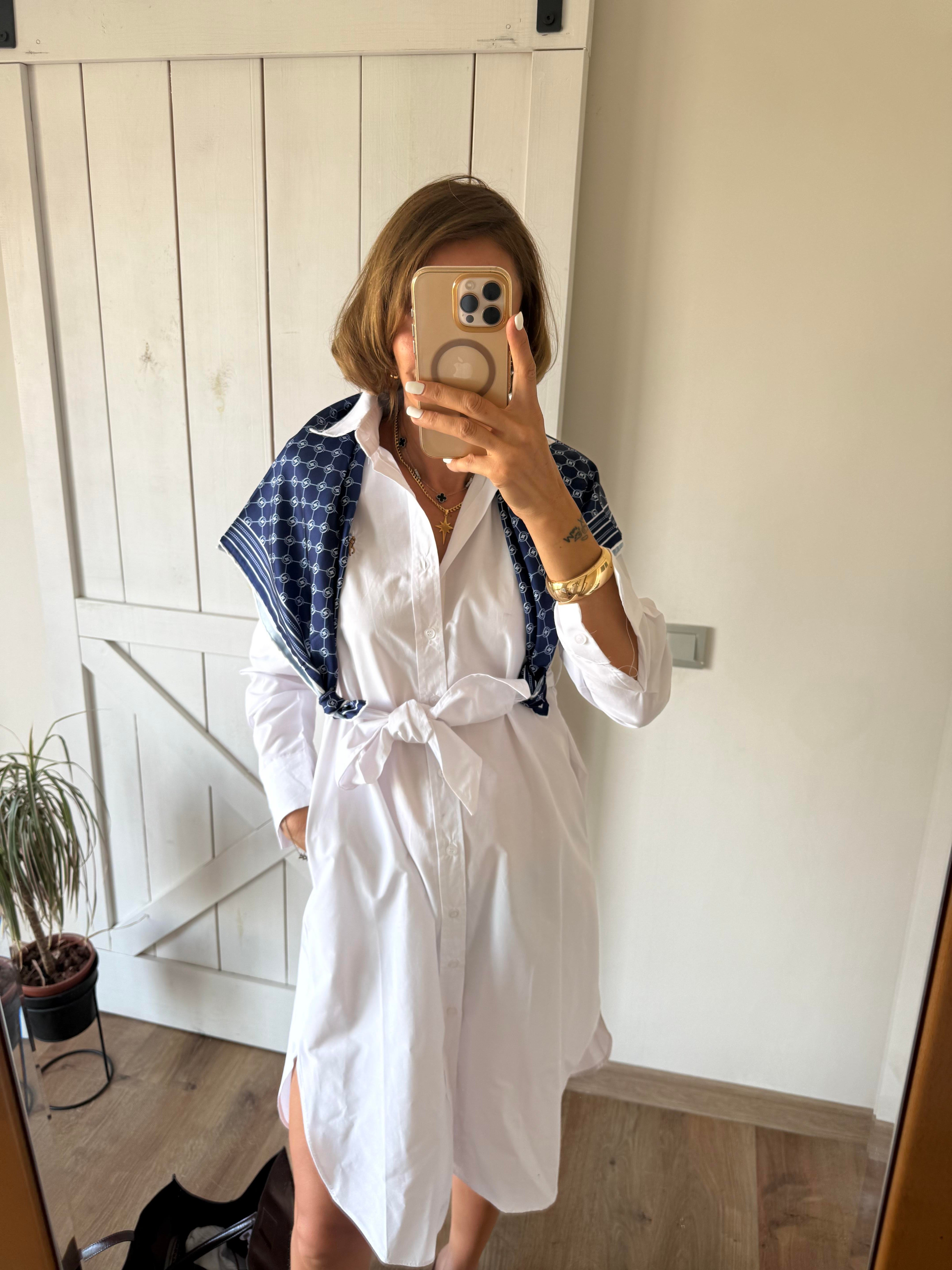 Lacivert Kare Logolu Premium Şal/Eşarp