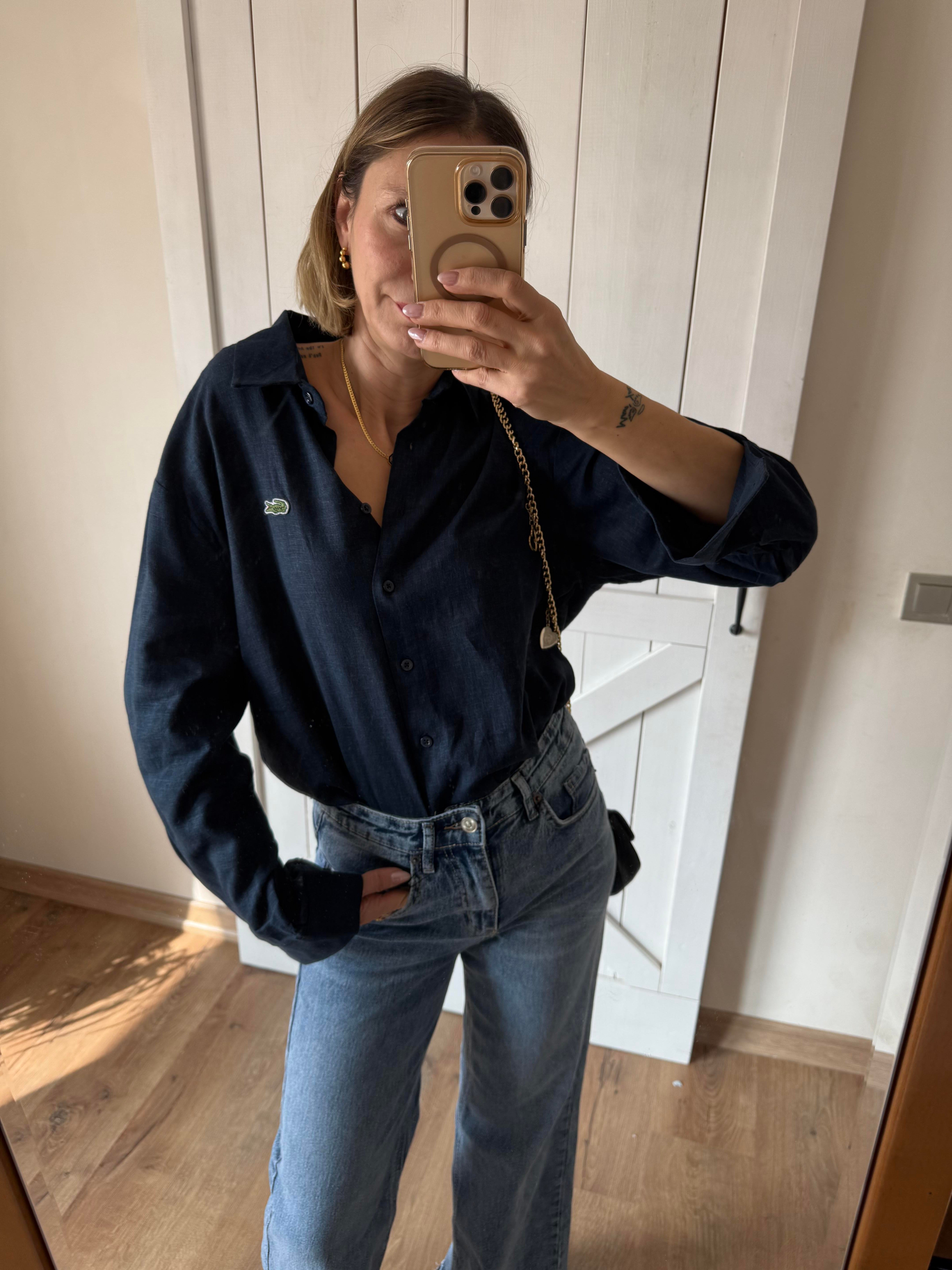 Lacivert Keten Gömlek