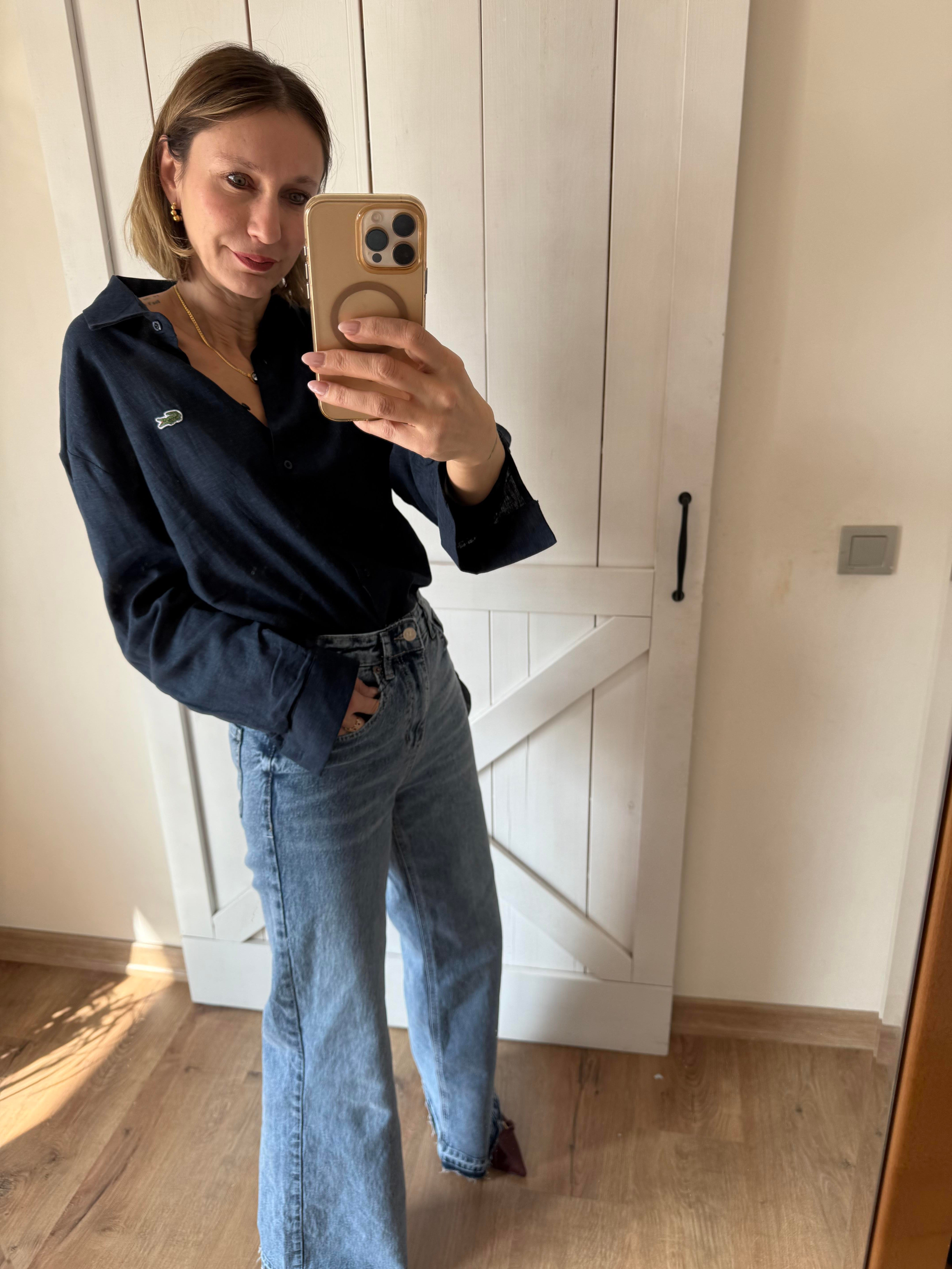 Lacivert Keten Gömlek