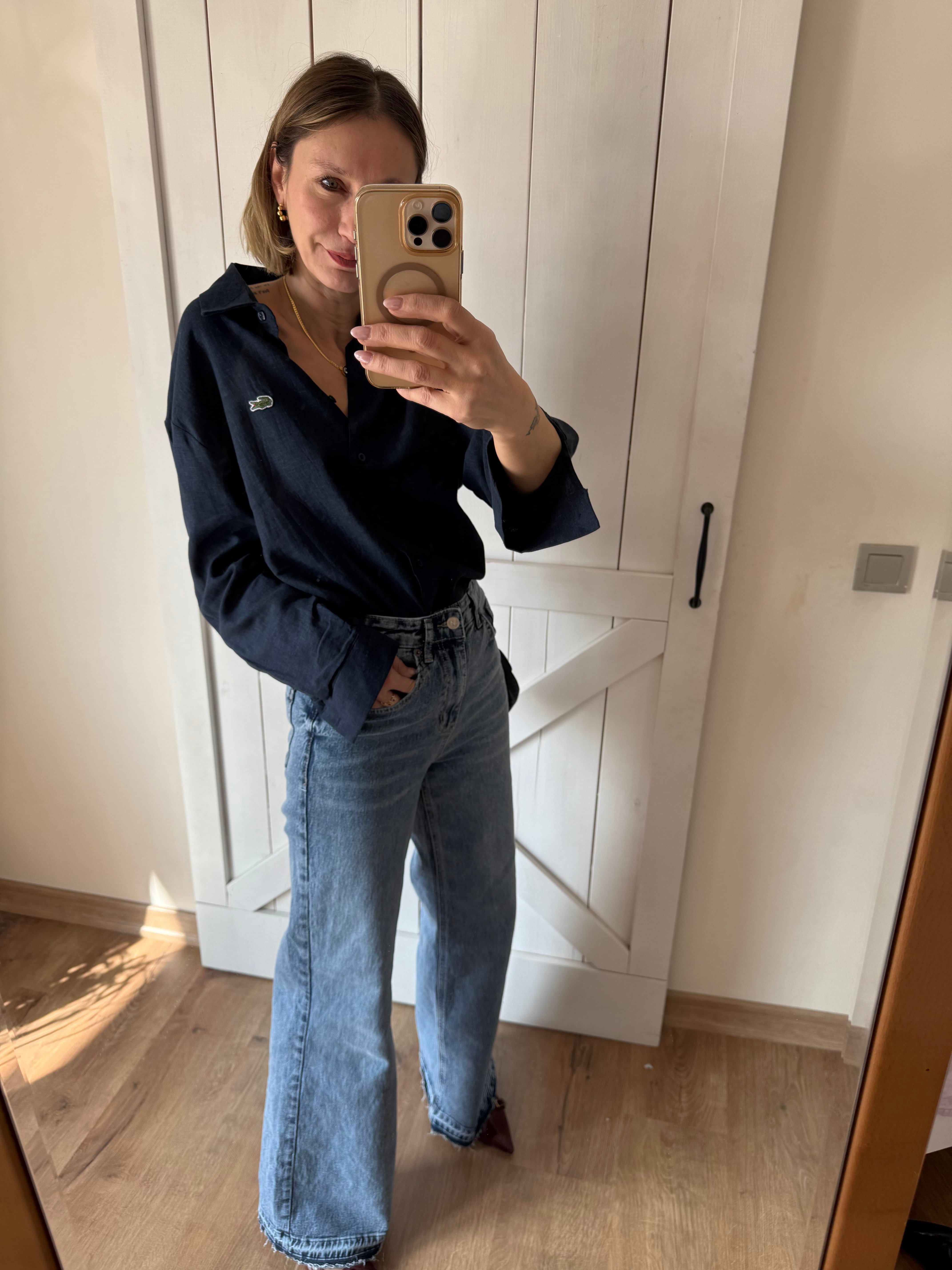 Lacivert Keten Gömlek