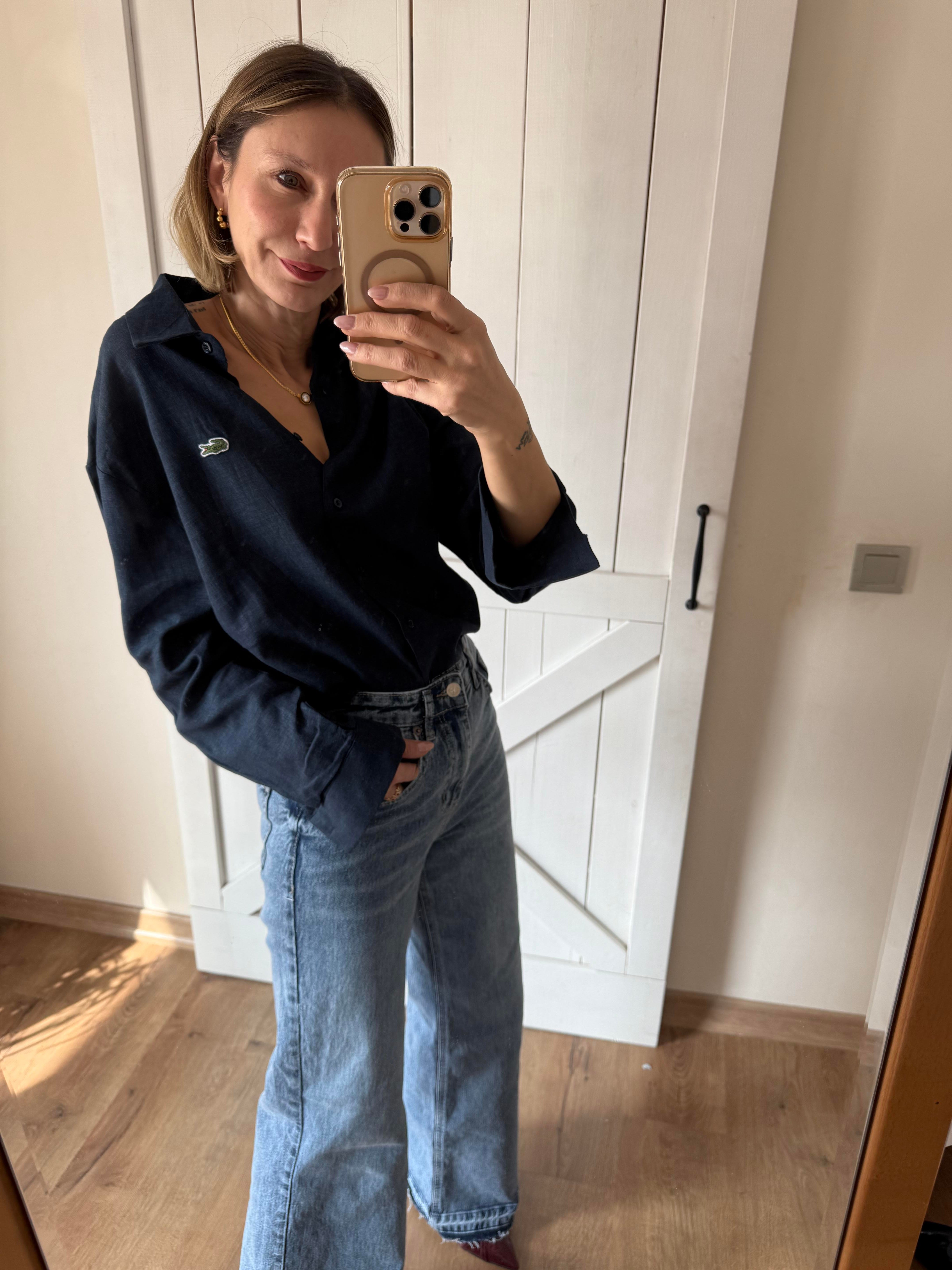 Lacivert Keten Gömlek