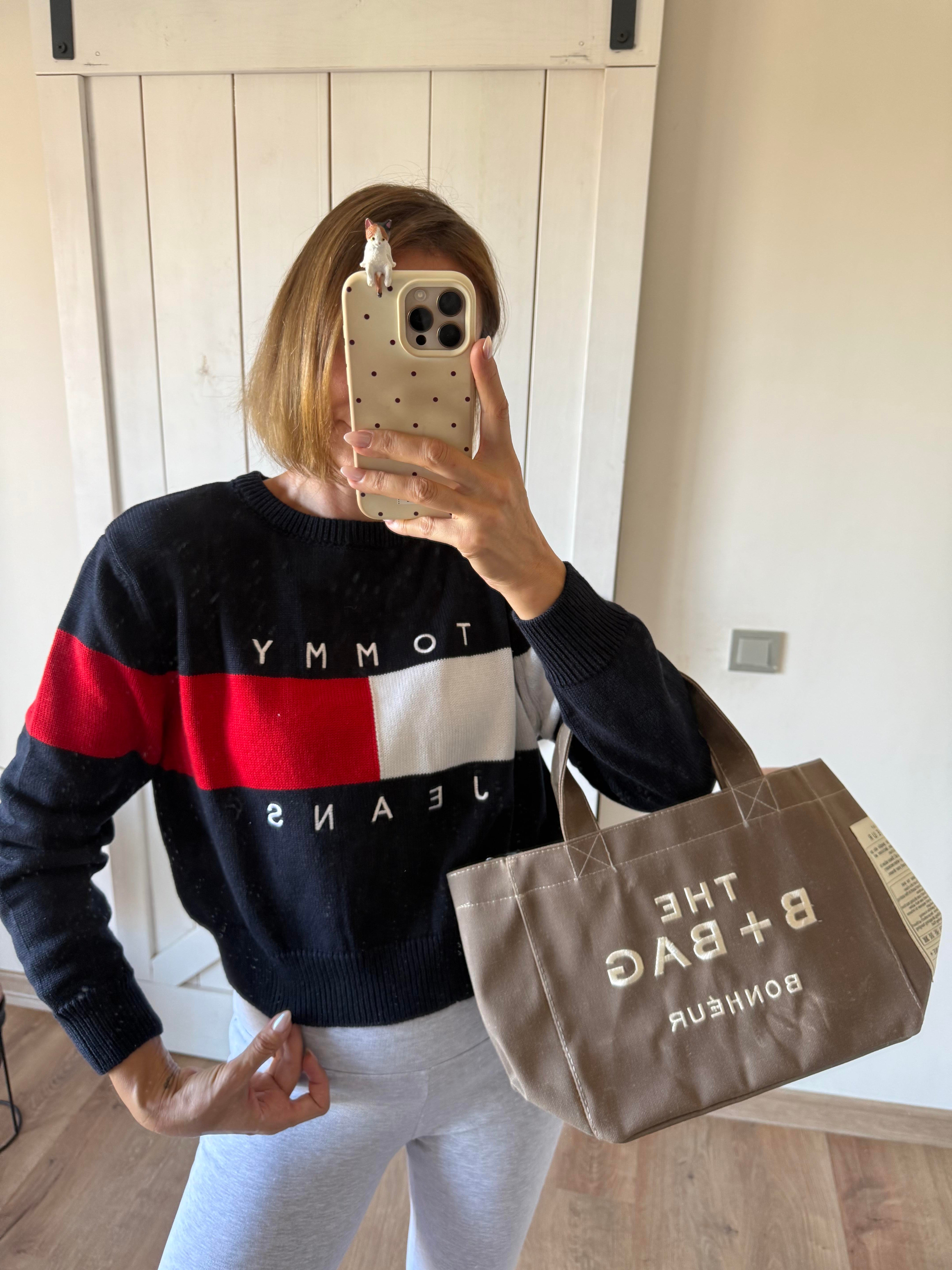 Lacivert Kırmızı Bisiklet Yaka Kazak