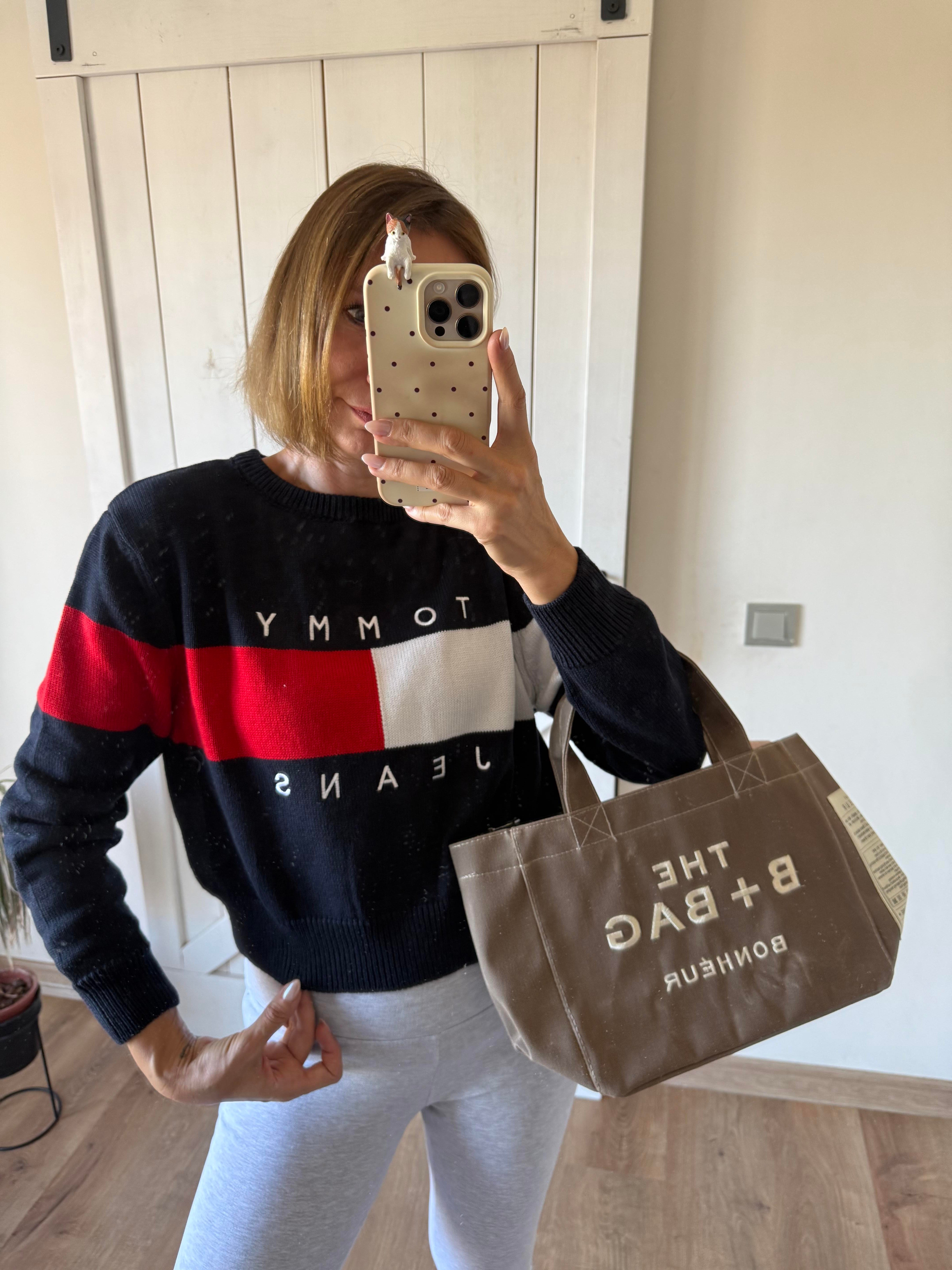 Lacivert Kırmızı Bisiklet Yaka Kazak