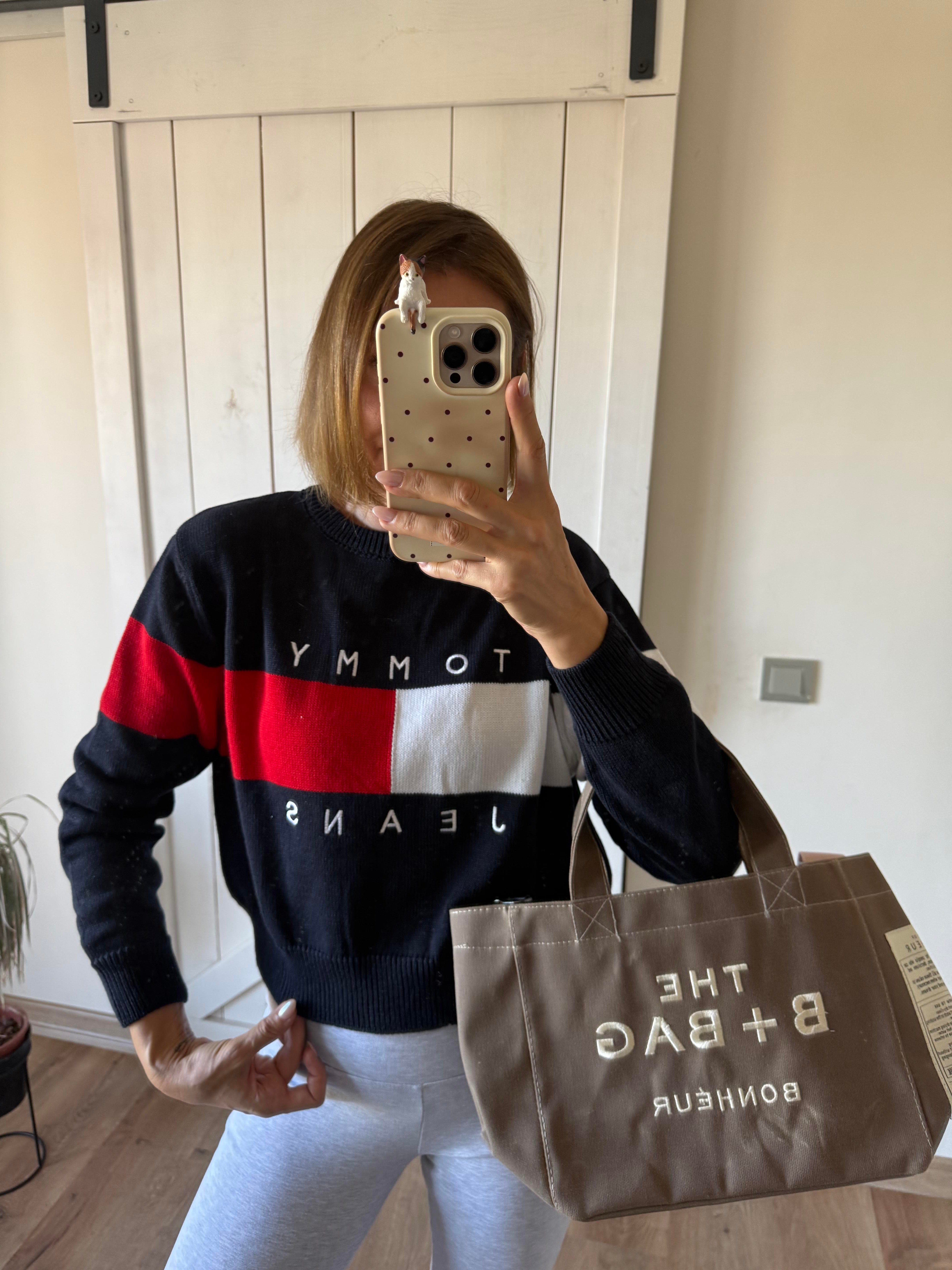 Lacivert Kırmızı Bisiklet Yaka Kazak