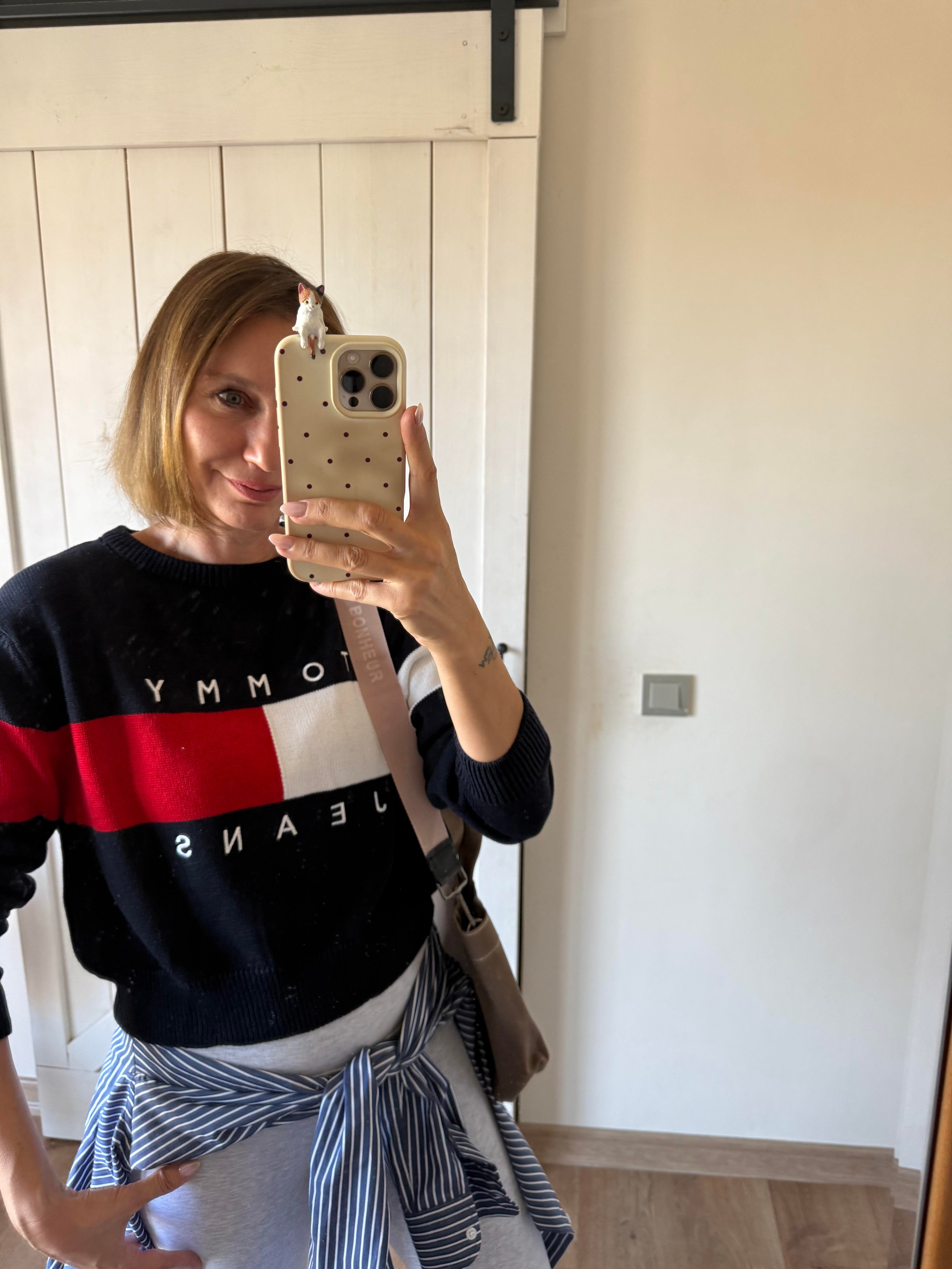 Lacivert Kırmızı Bisiklet Yaka Kazak