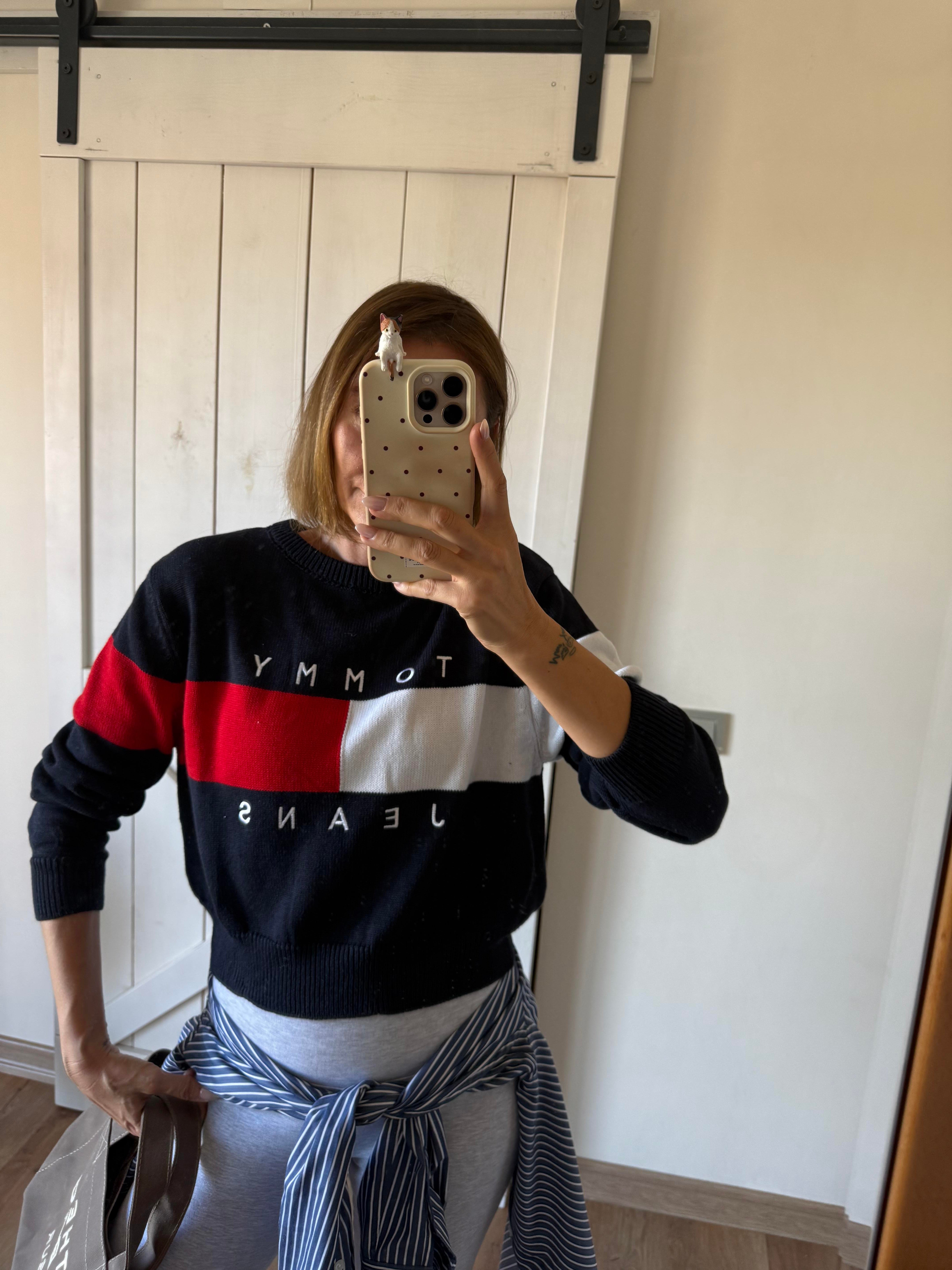 Lacivert Kırmızı Bisiklet Yaka Kazak