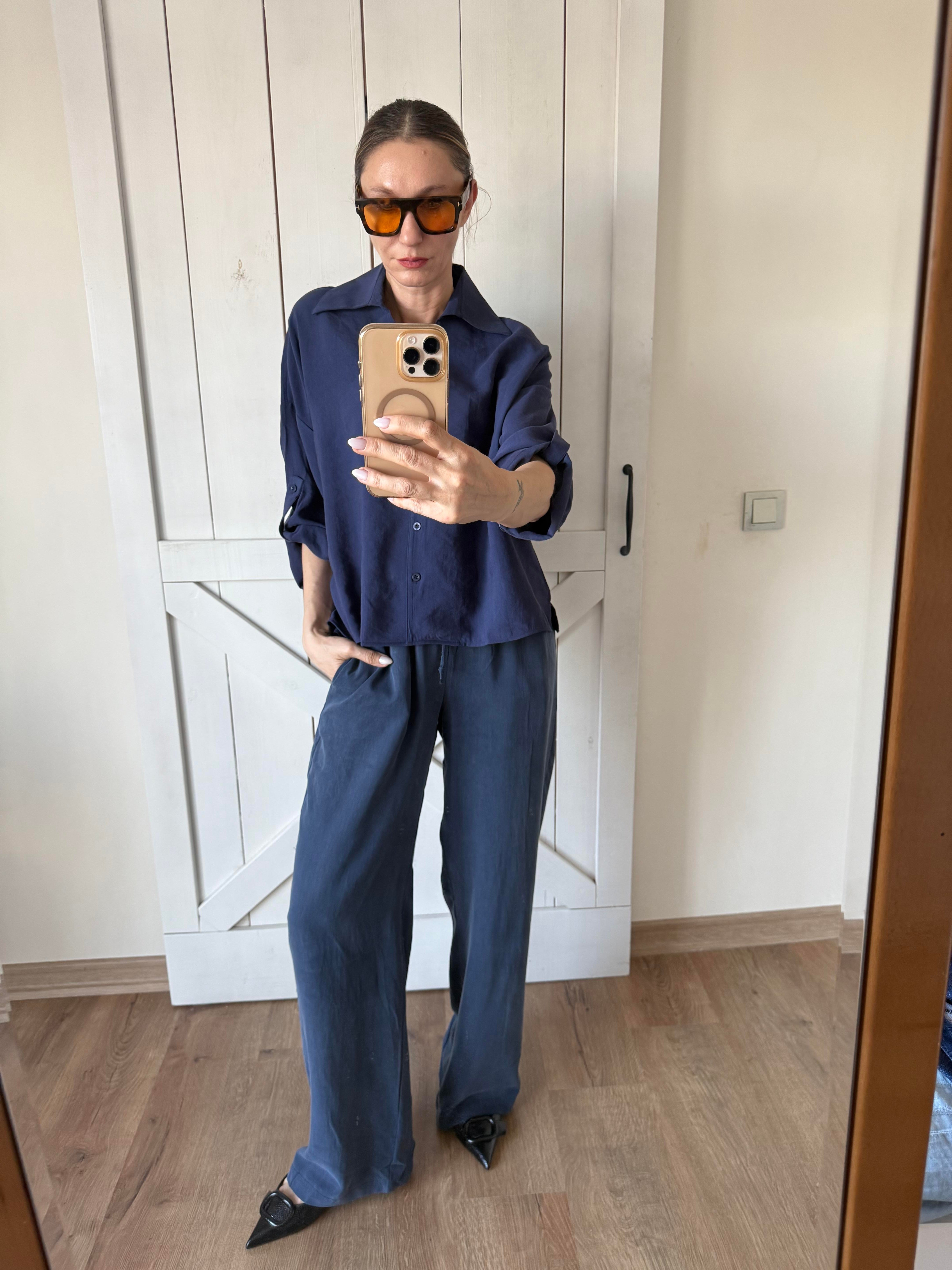 Lacivert Tensel Pantolon