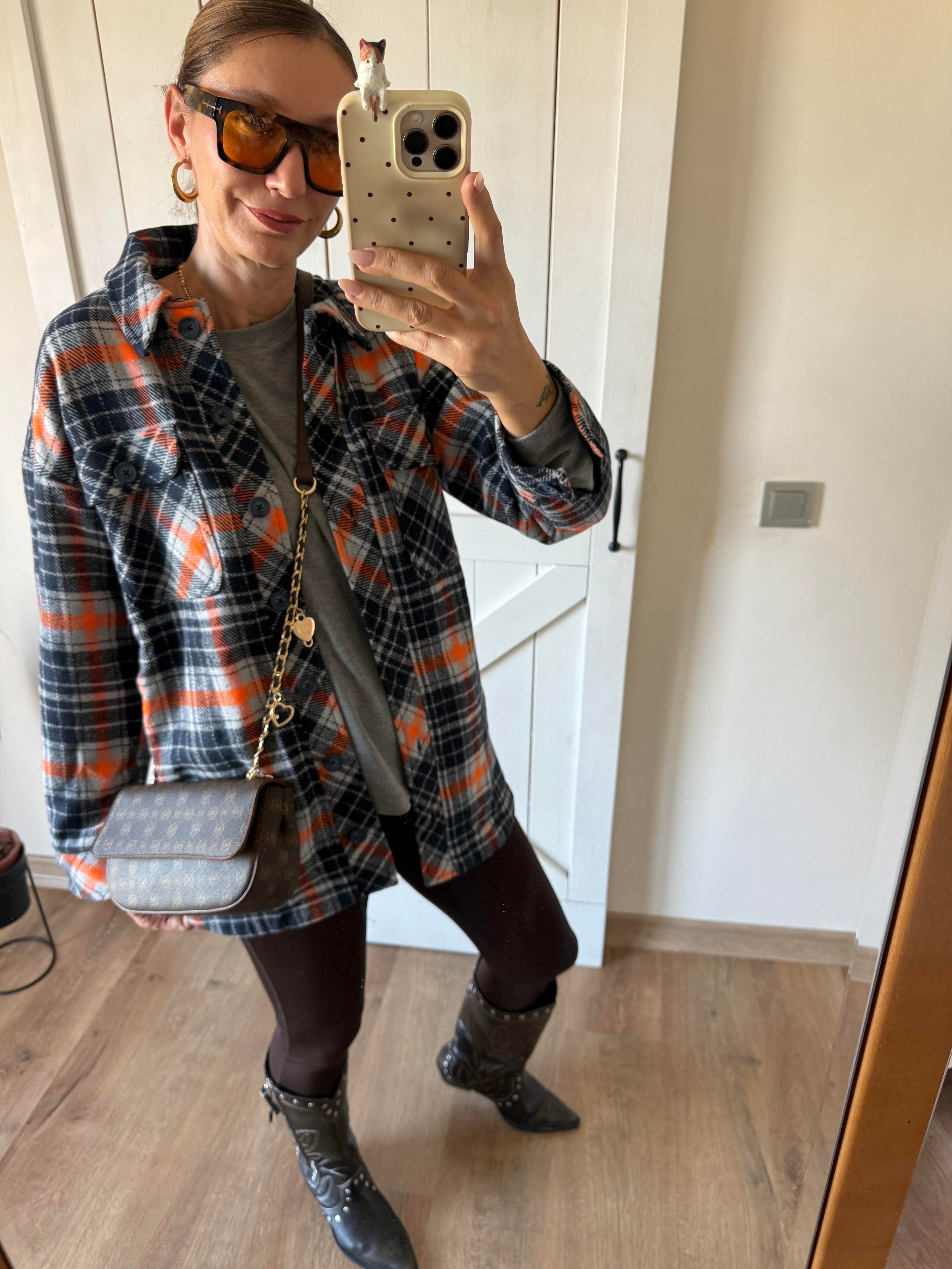 Lacivert Turuncu Oduncu Gömlek/Ceket