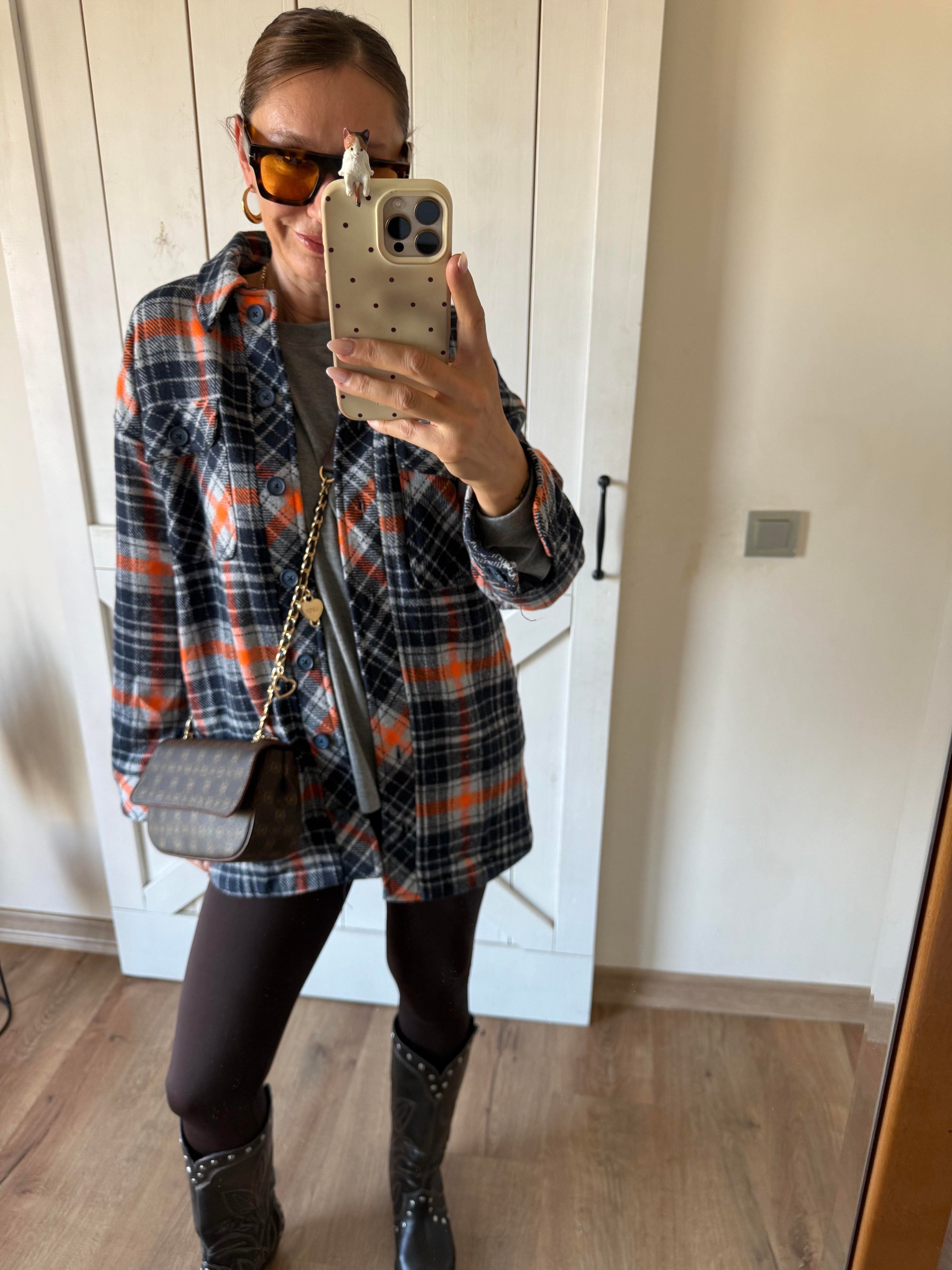 Lacivert Turuncu Oduncu Gömlek/Ceket