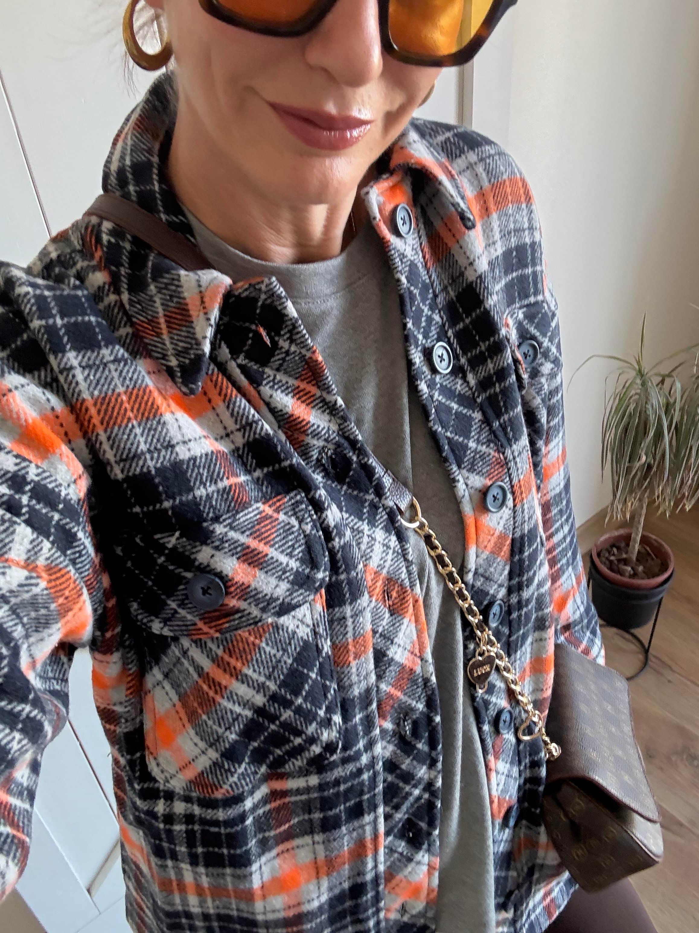 Lacivert Turuncu Oduncu Gömlek/Ceket