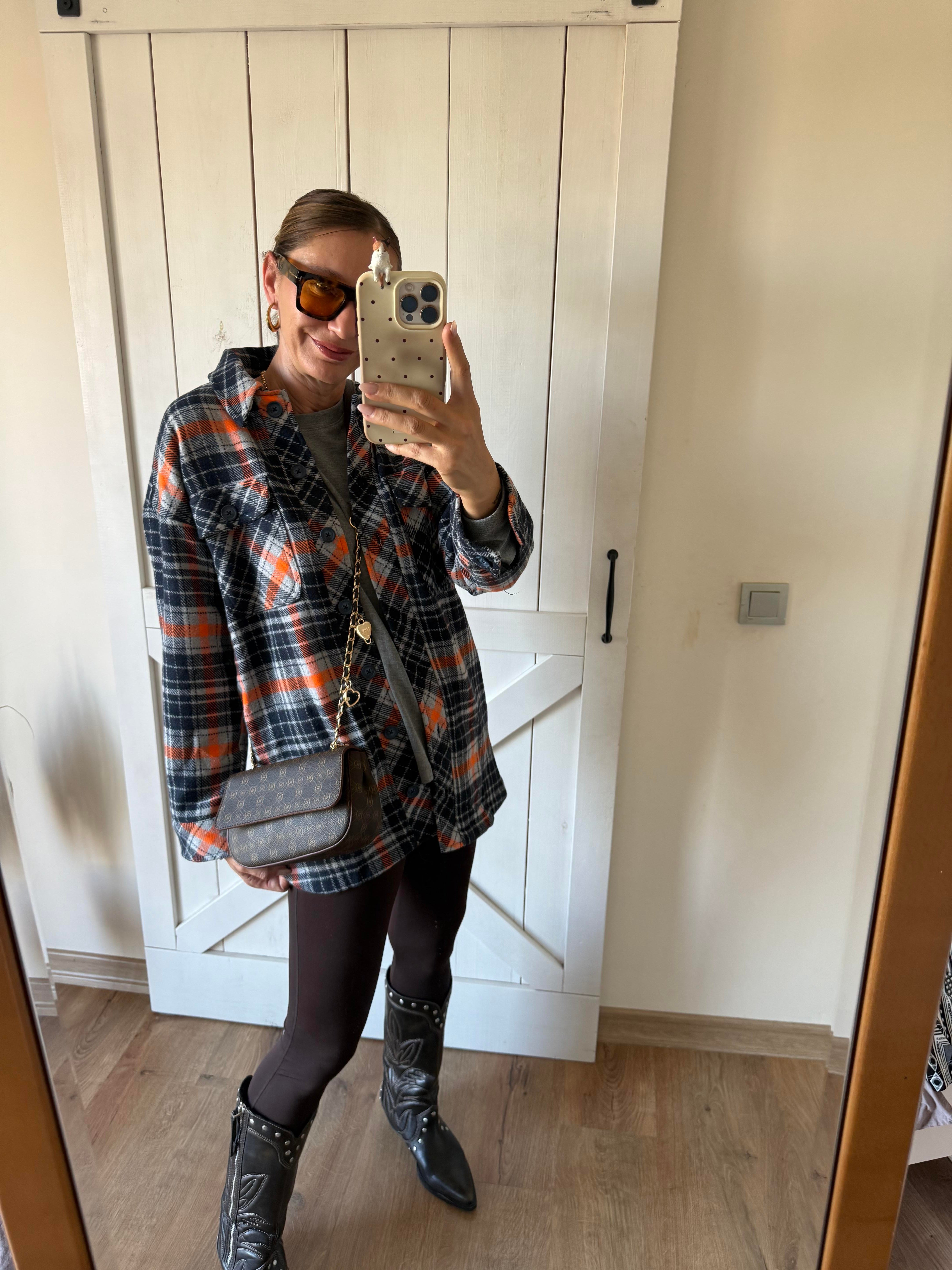 Lacivert Turuncu Oduncu Gömlek/Ceket