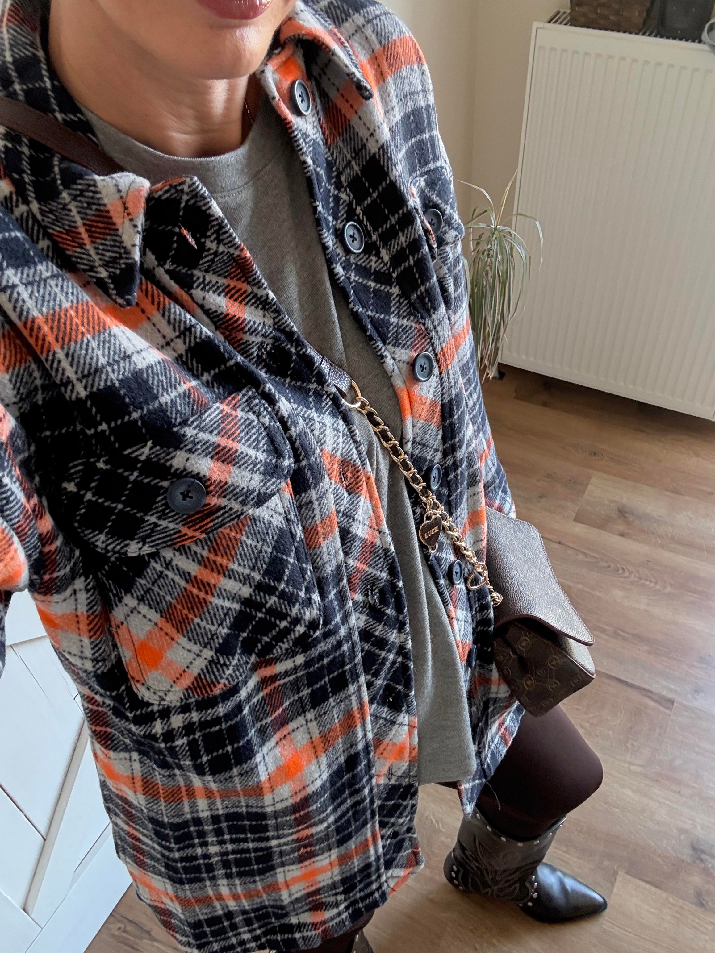 Lacivert Turuncu Oduncu Gömlek/Ceket