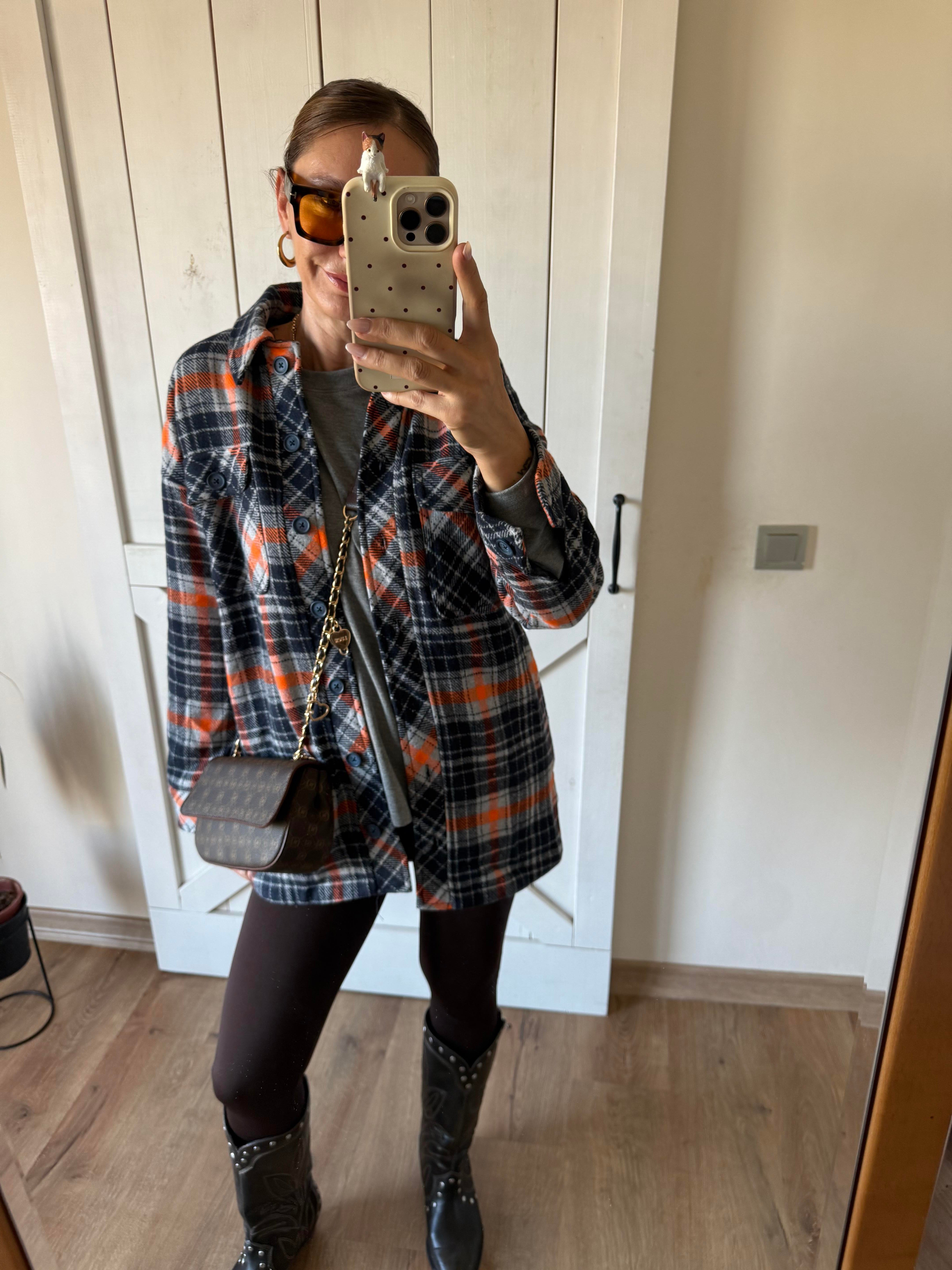 Lacivert Turuncu Oduncu Gömlek/Ceket