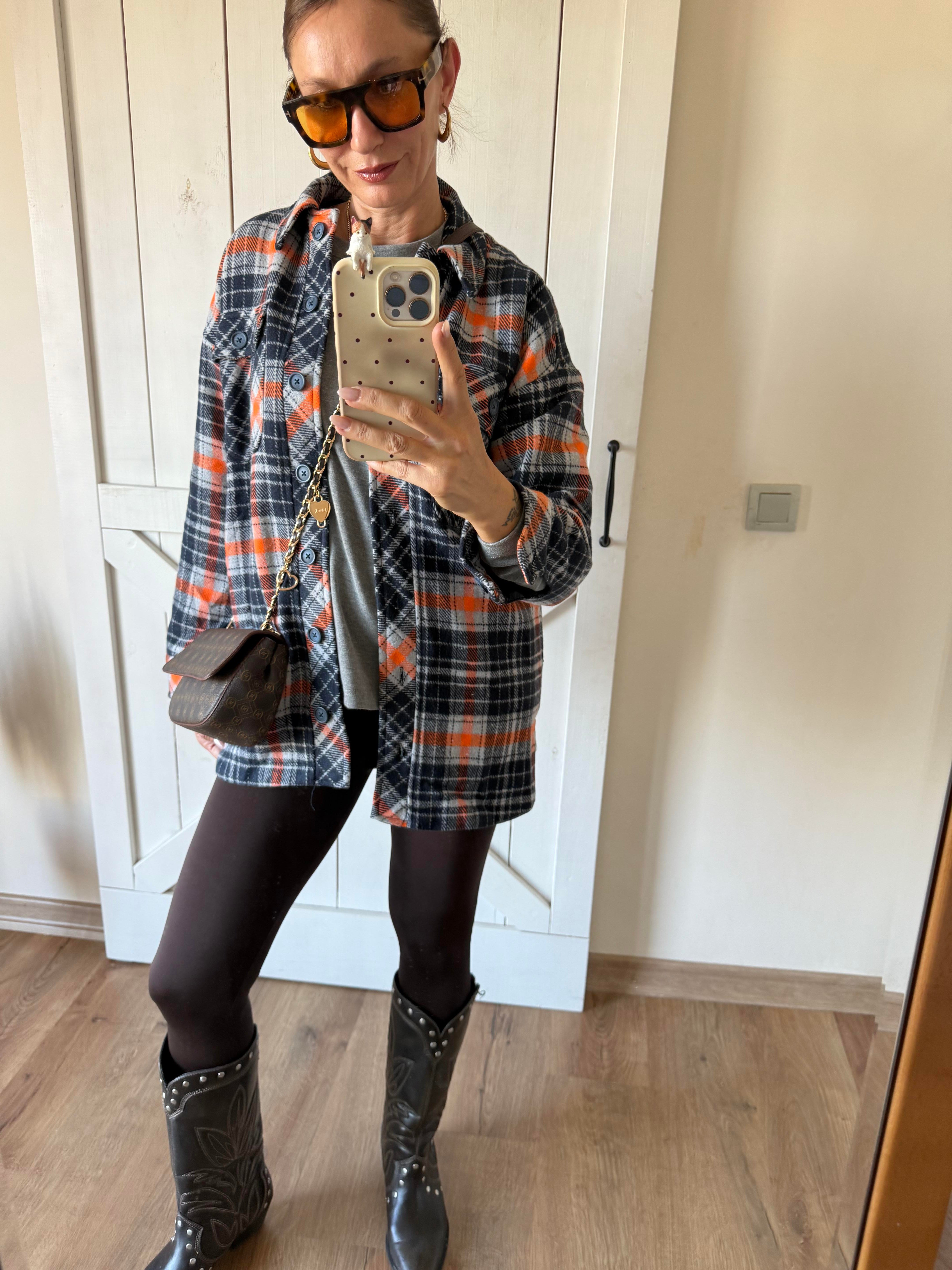 Lacivert Turuncu Oduncu Gömlek/Ceket