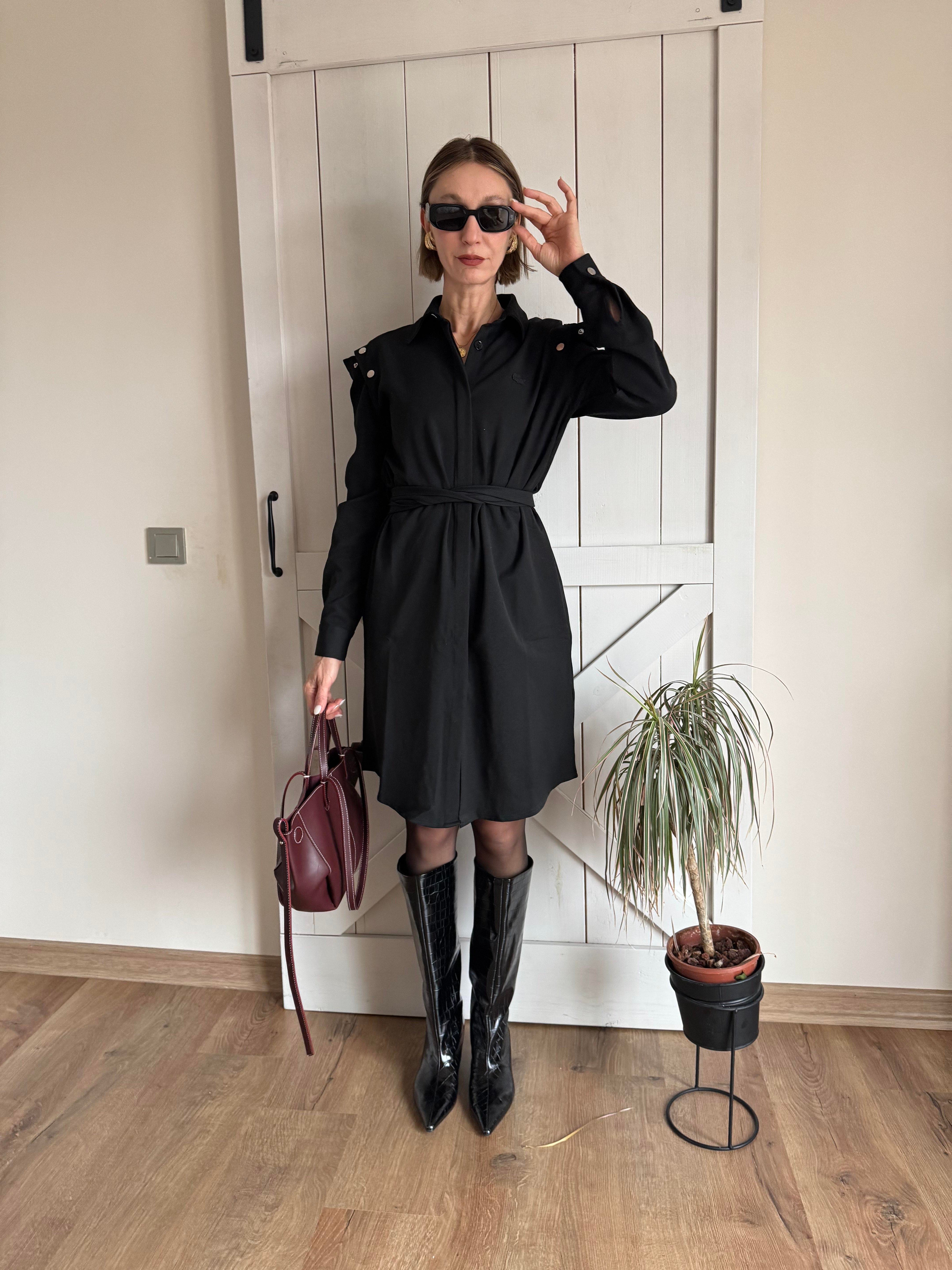 Lcs Siyah Gömlek Yaka Elbise