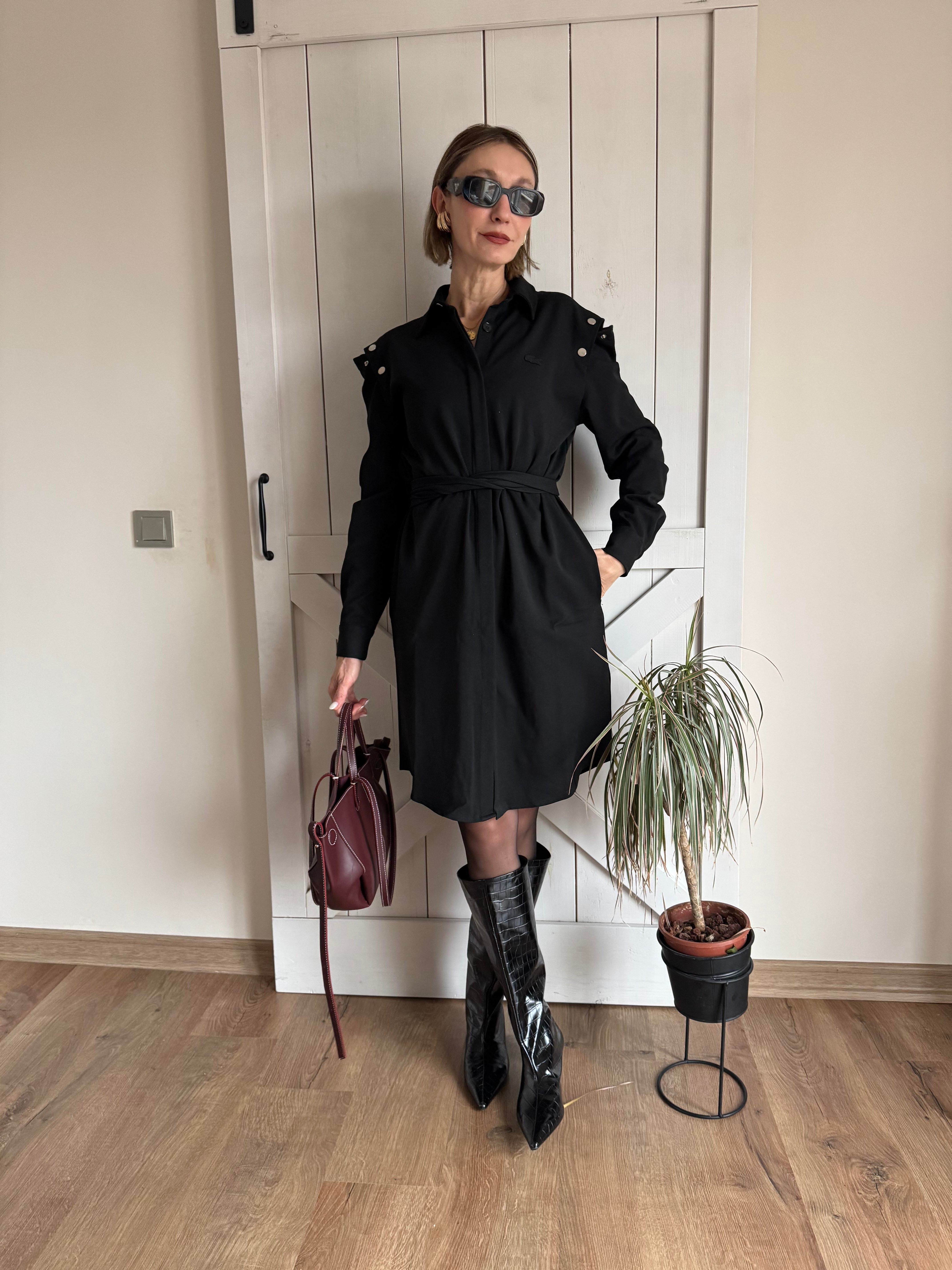 Lcs Siyah Gömlek Yaka Elbise