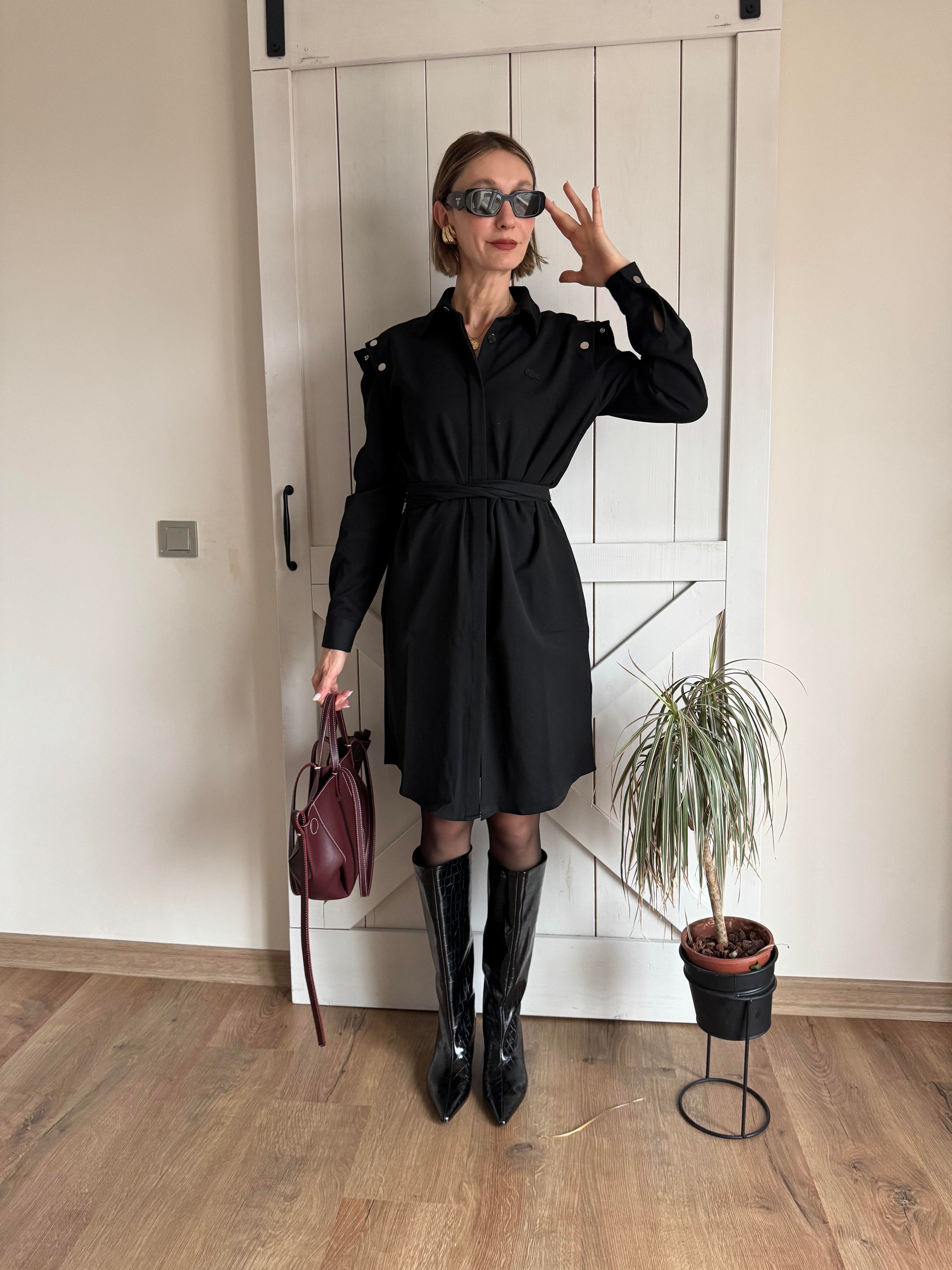 Lcs Siyah Gömlek Yaka Elbise