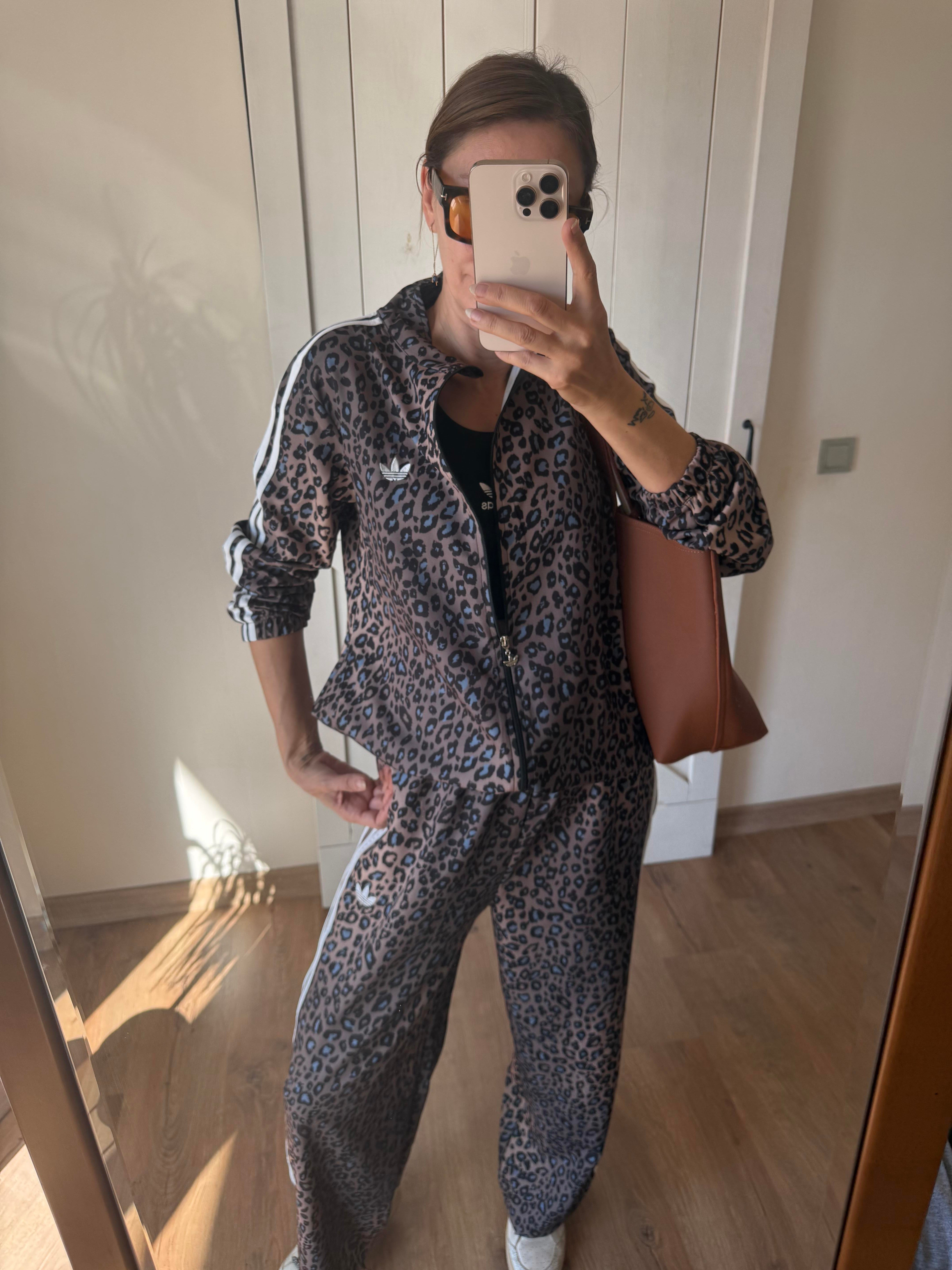 Leopar Crop Üst Pantolon Takım