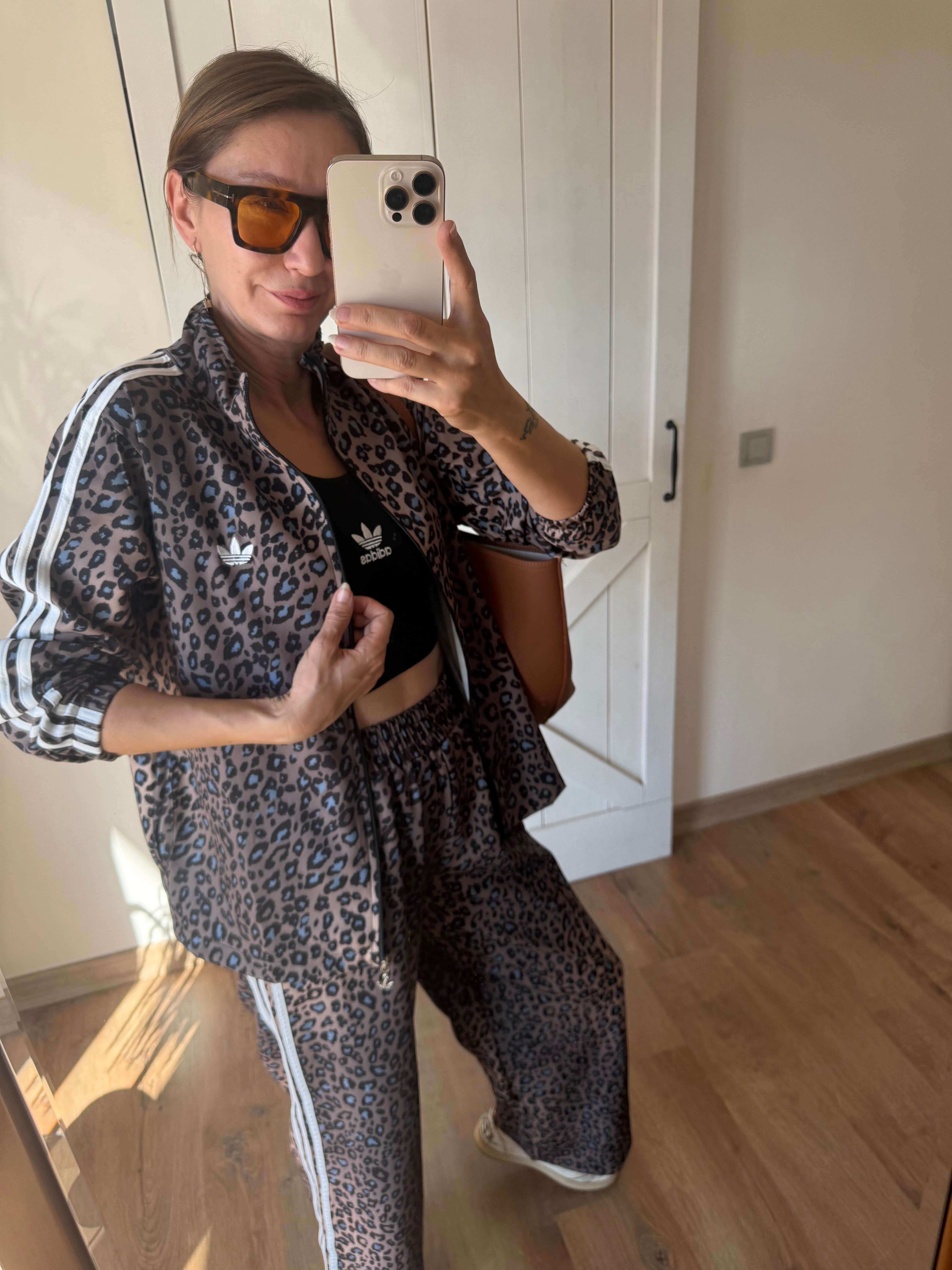 Leopar Crop Üst Pantolon Takım