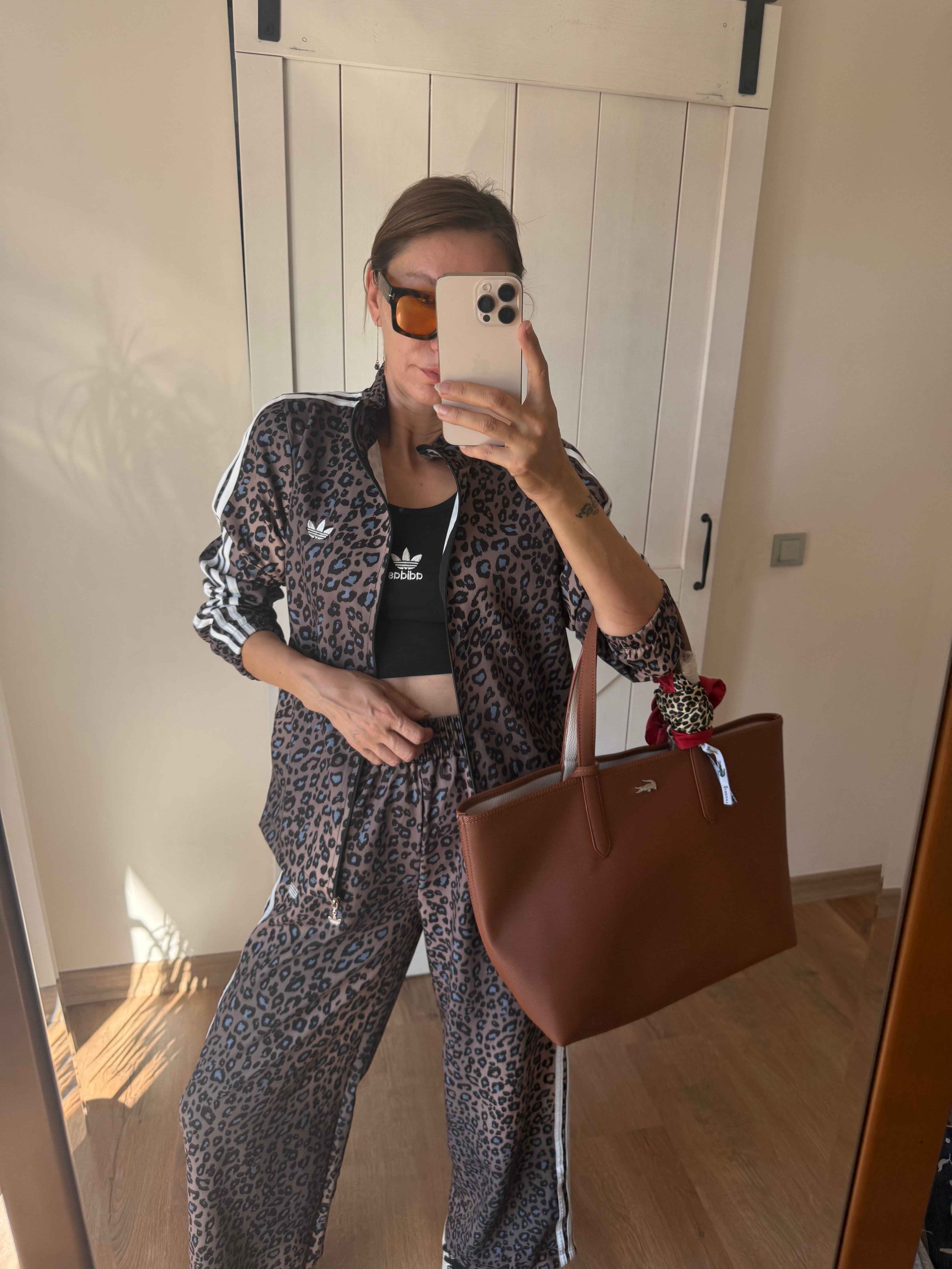 Leopar Crop Üst Pantolon Takım