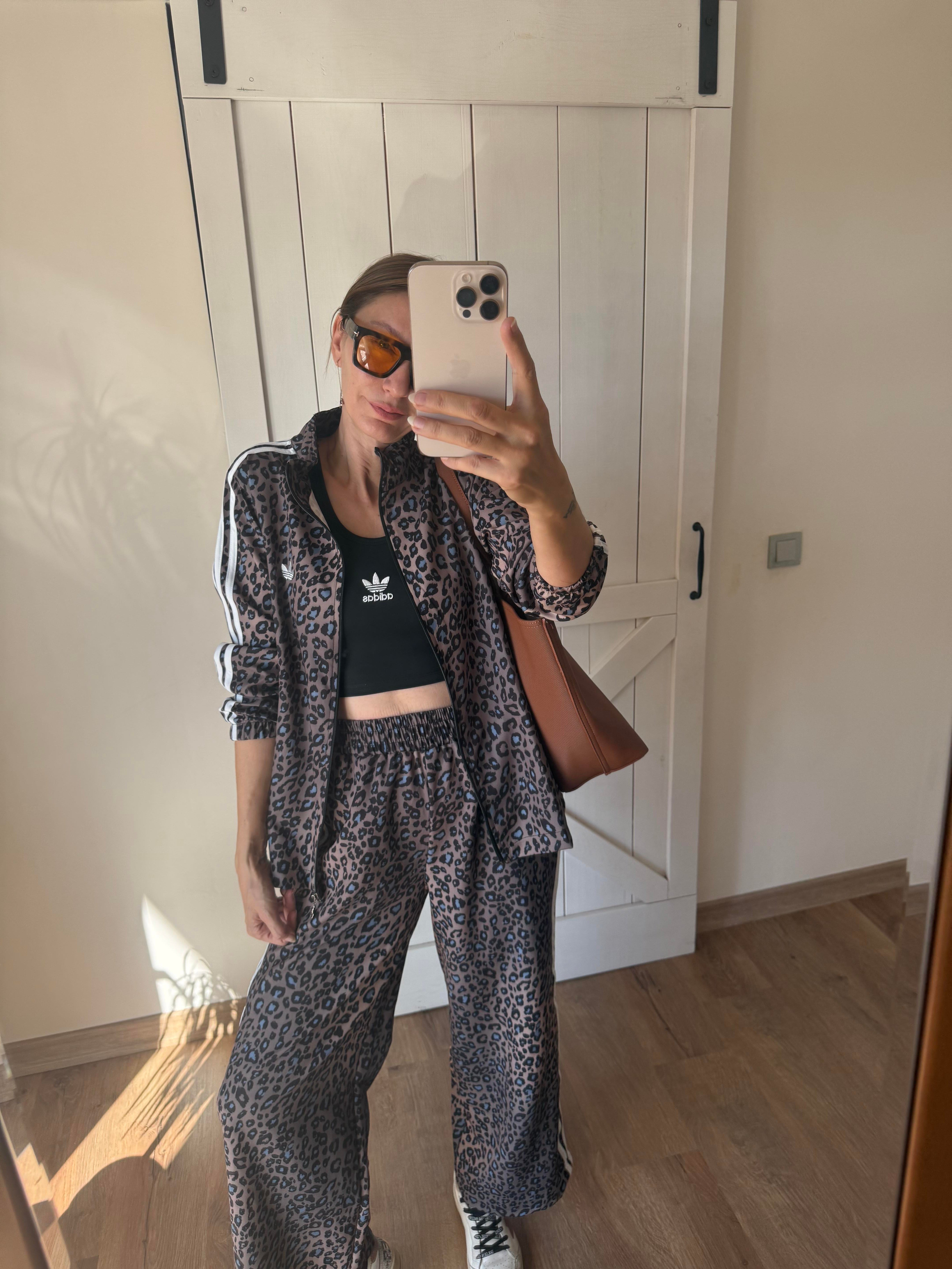 Leopar Crop Üst Pantolon Takım