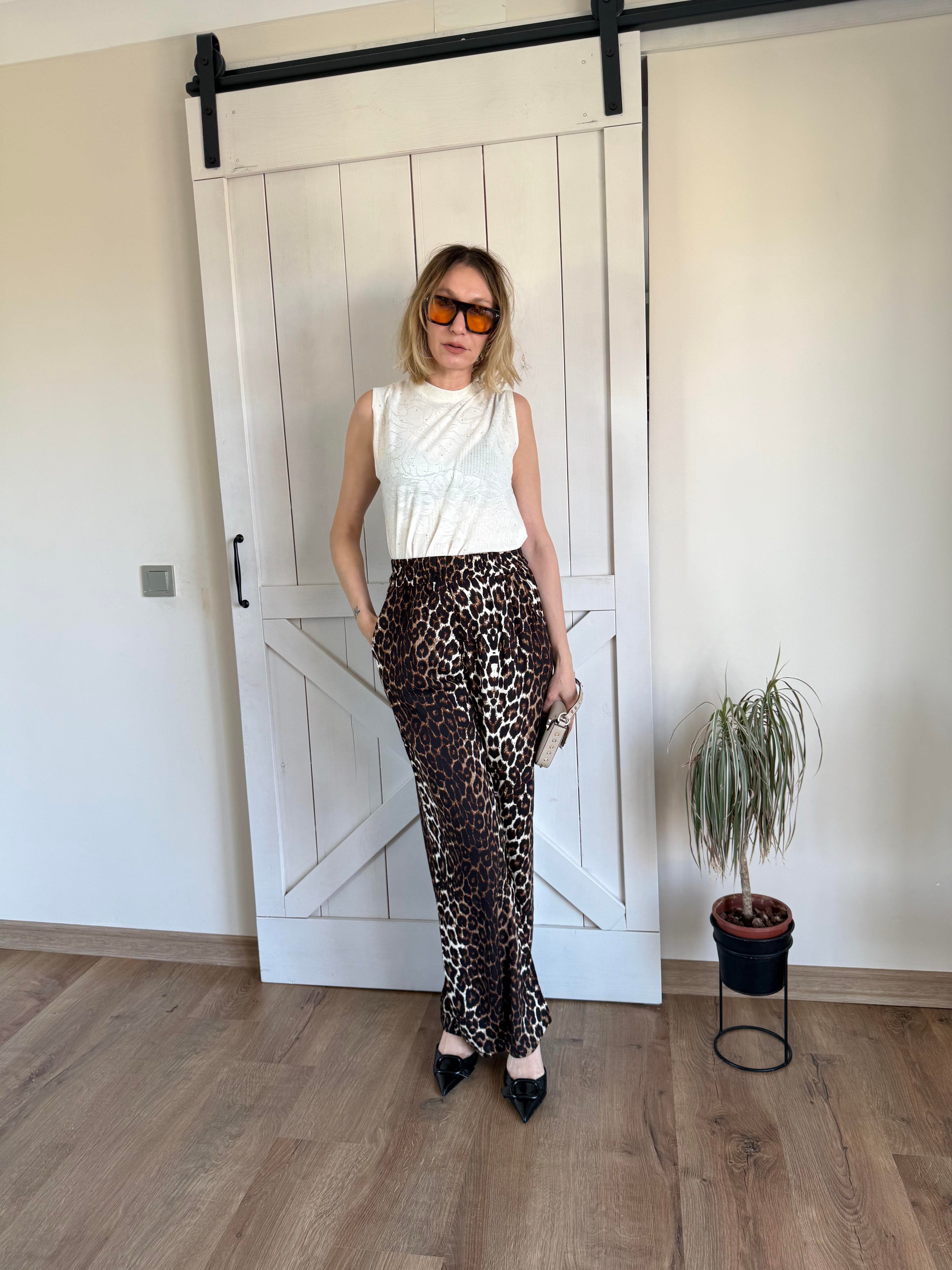 Leopar Desenli Pantolon