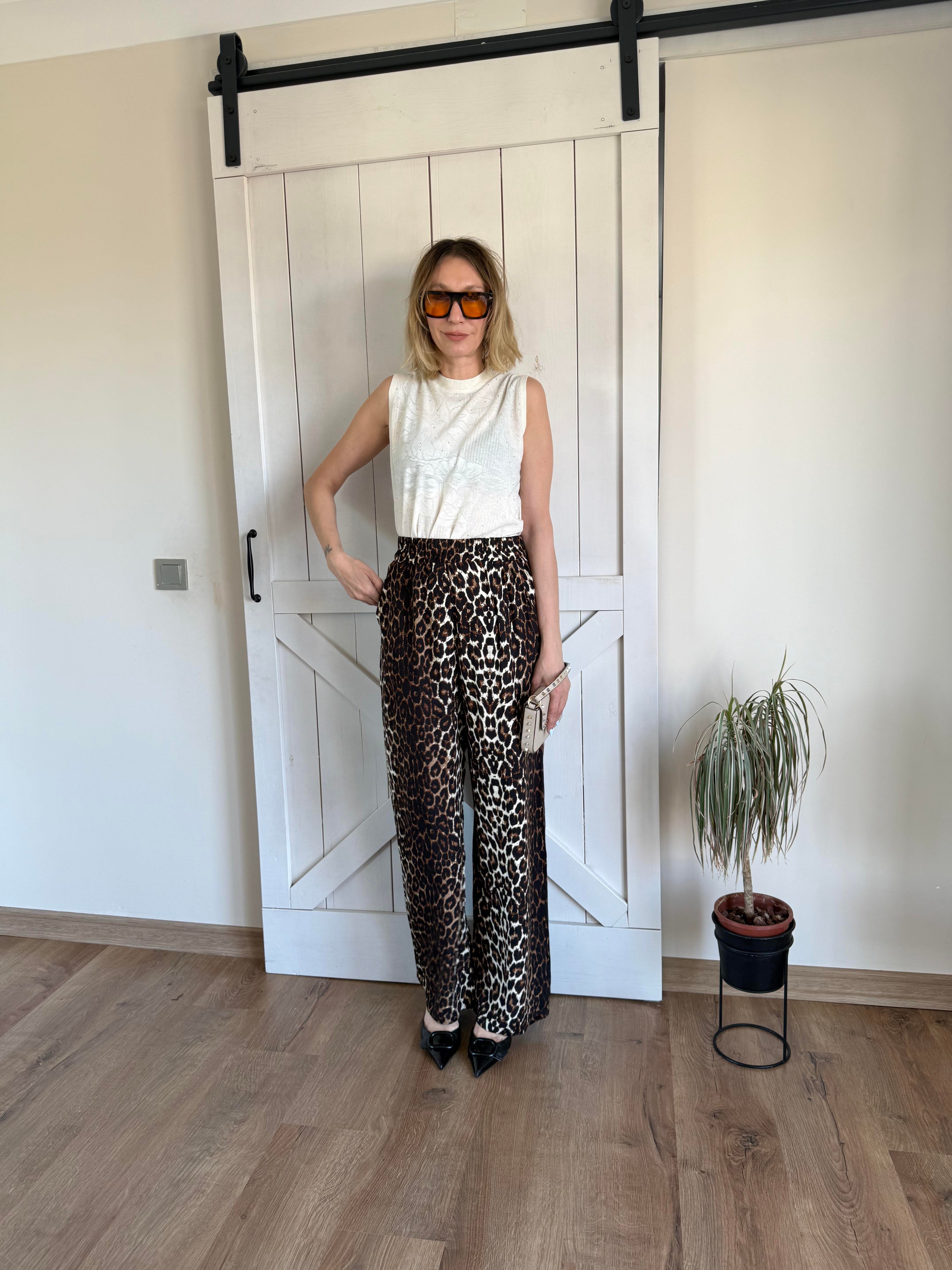 Leopar Desenli Pantolon