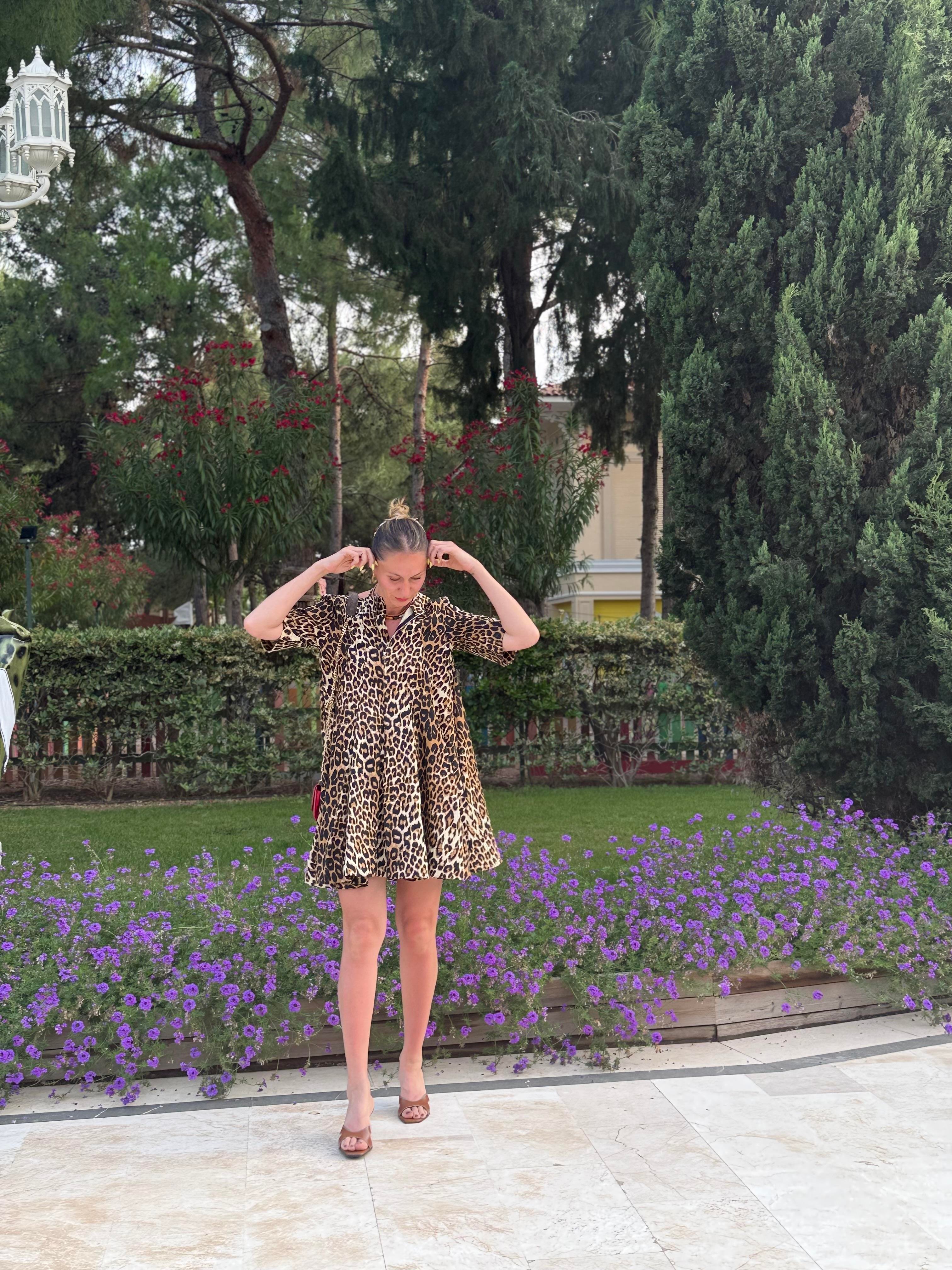 Leopar Volanlı Elbise