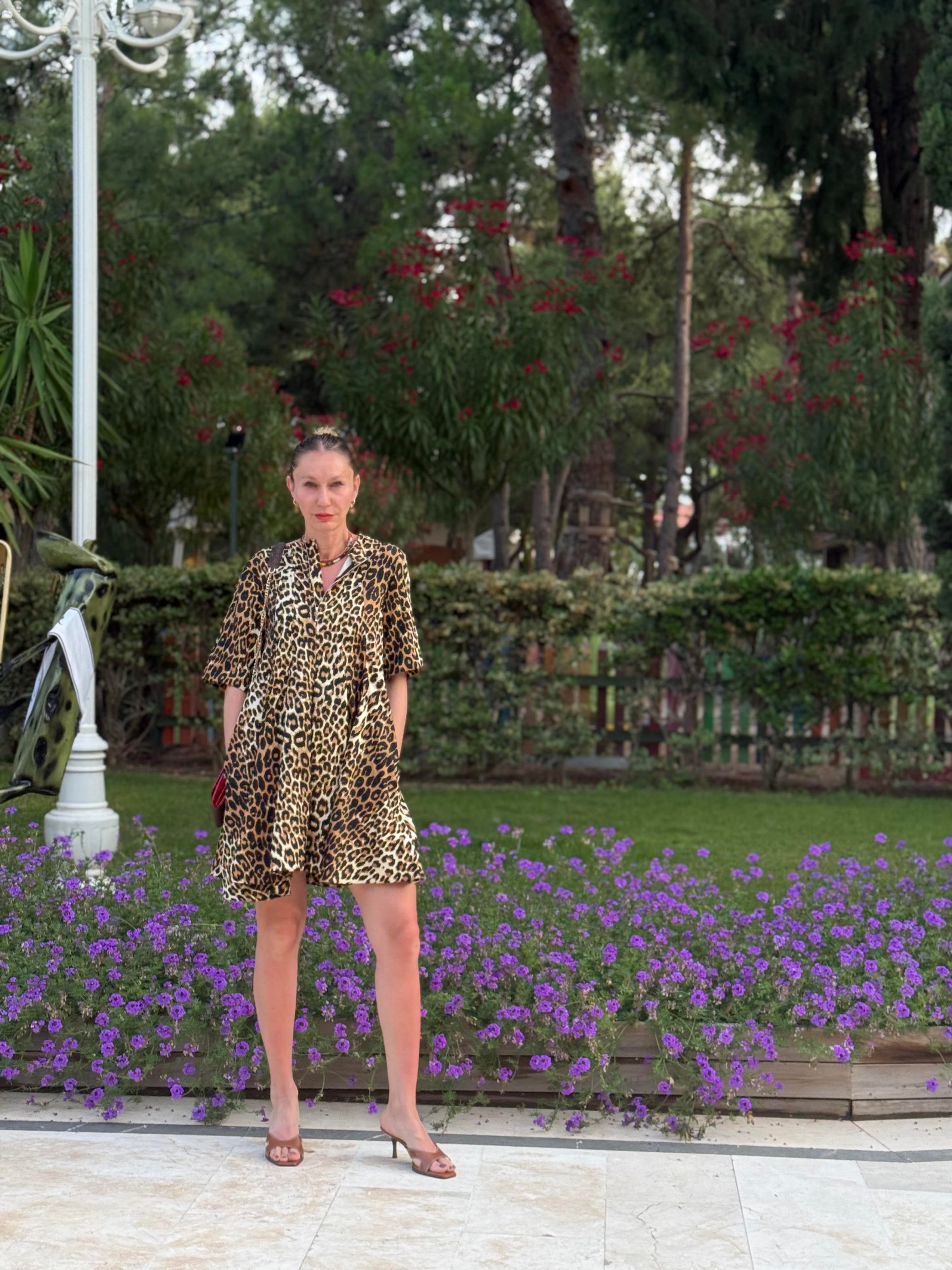 Leopar Volanlı Elbise