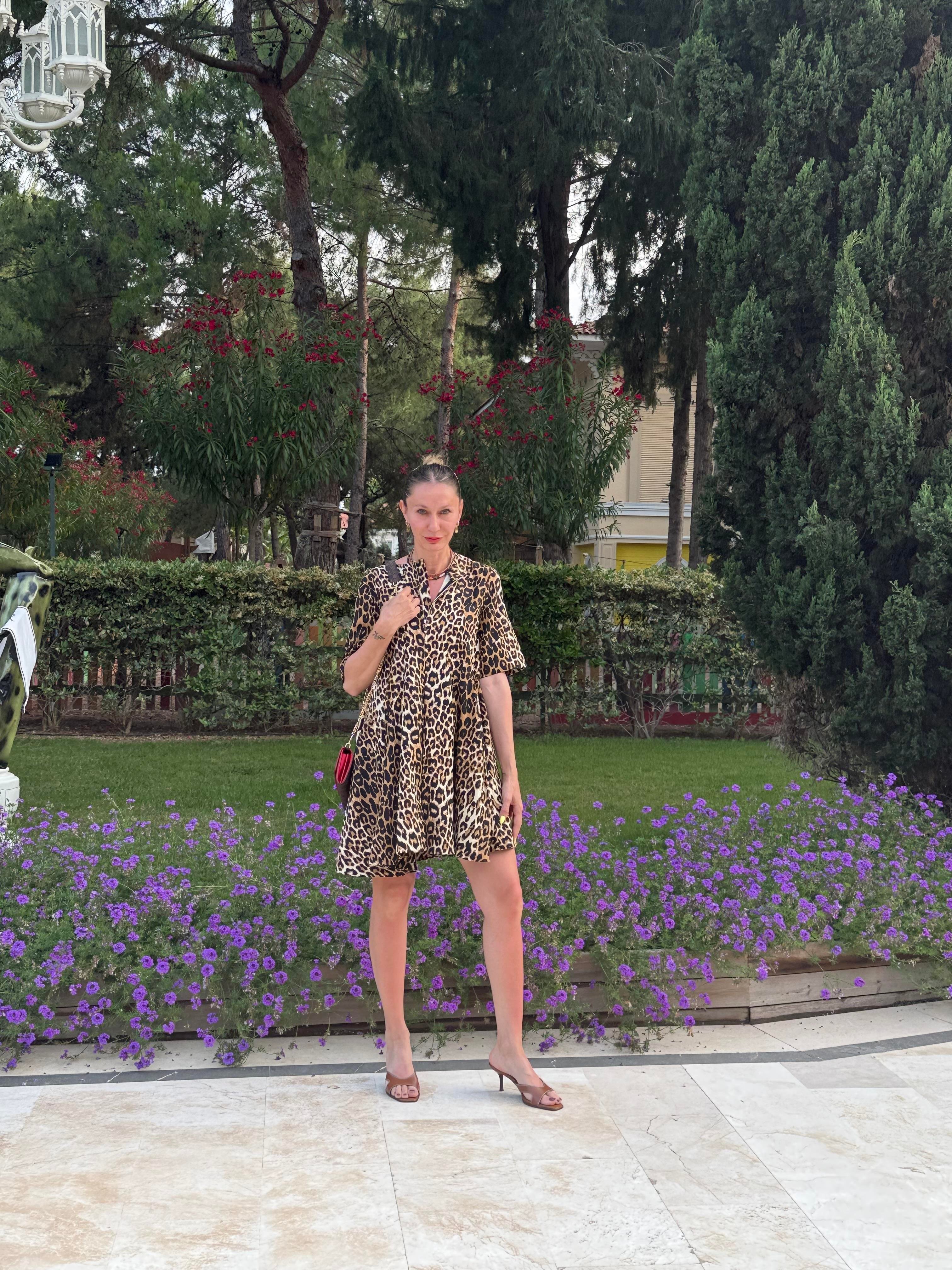 Leopar Volanlı Elbise