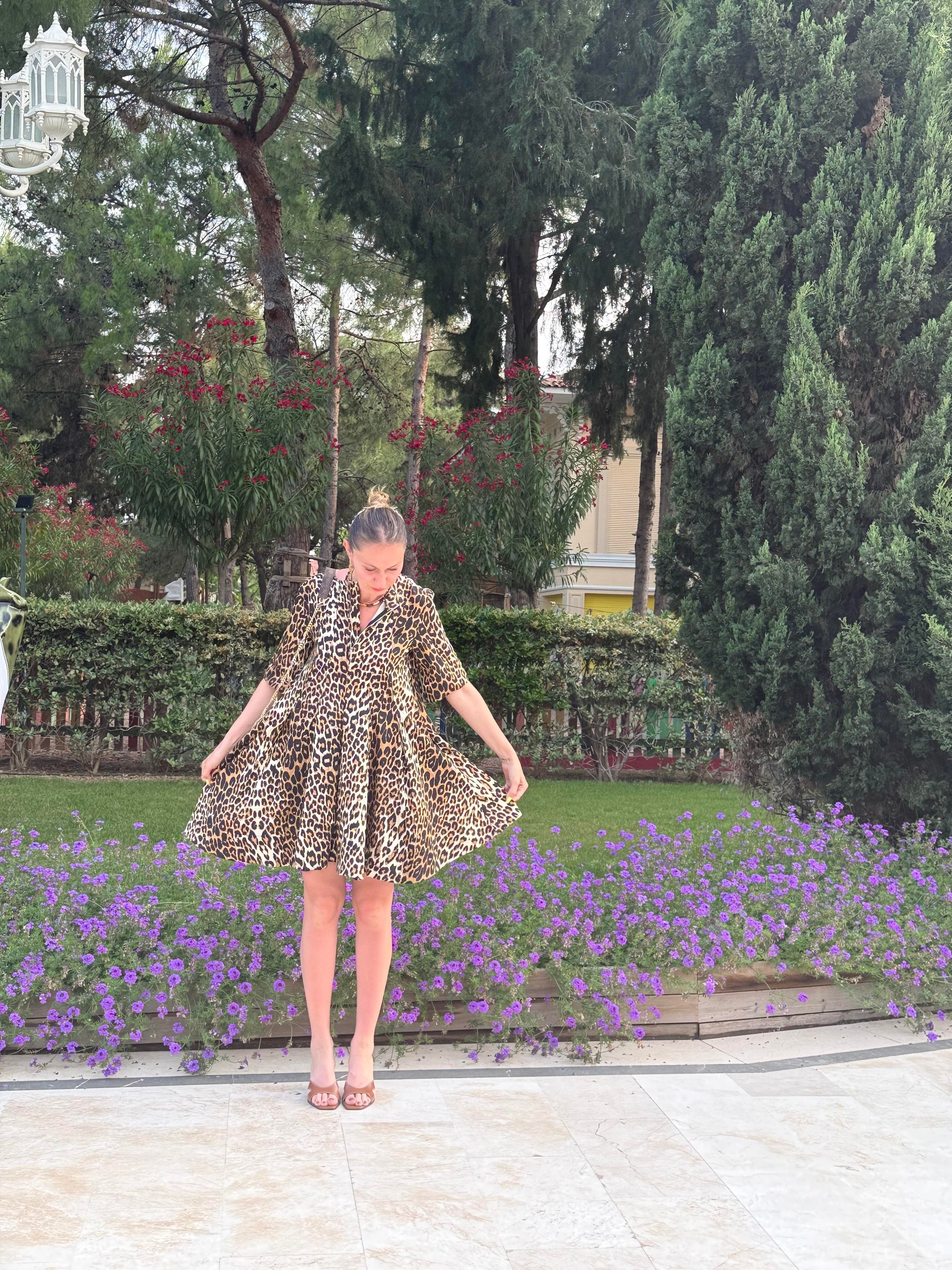 Leopar Volanlı Elbise