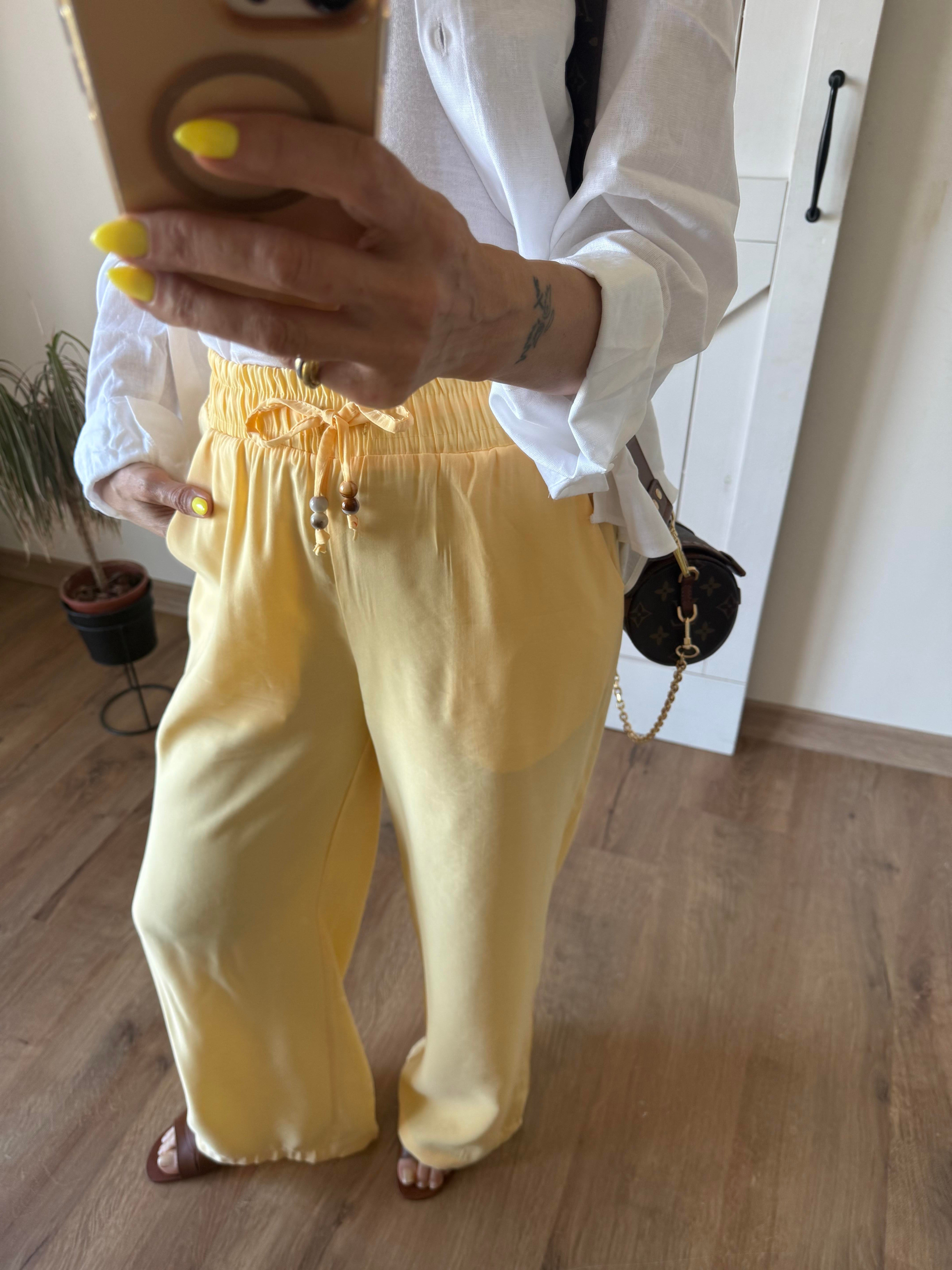 Limon Tensel Beli Lastikli Pantolon