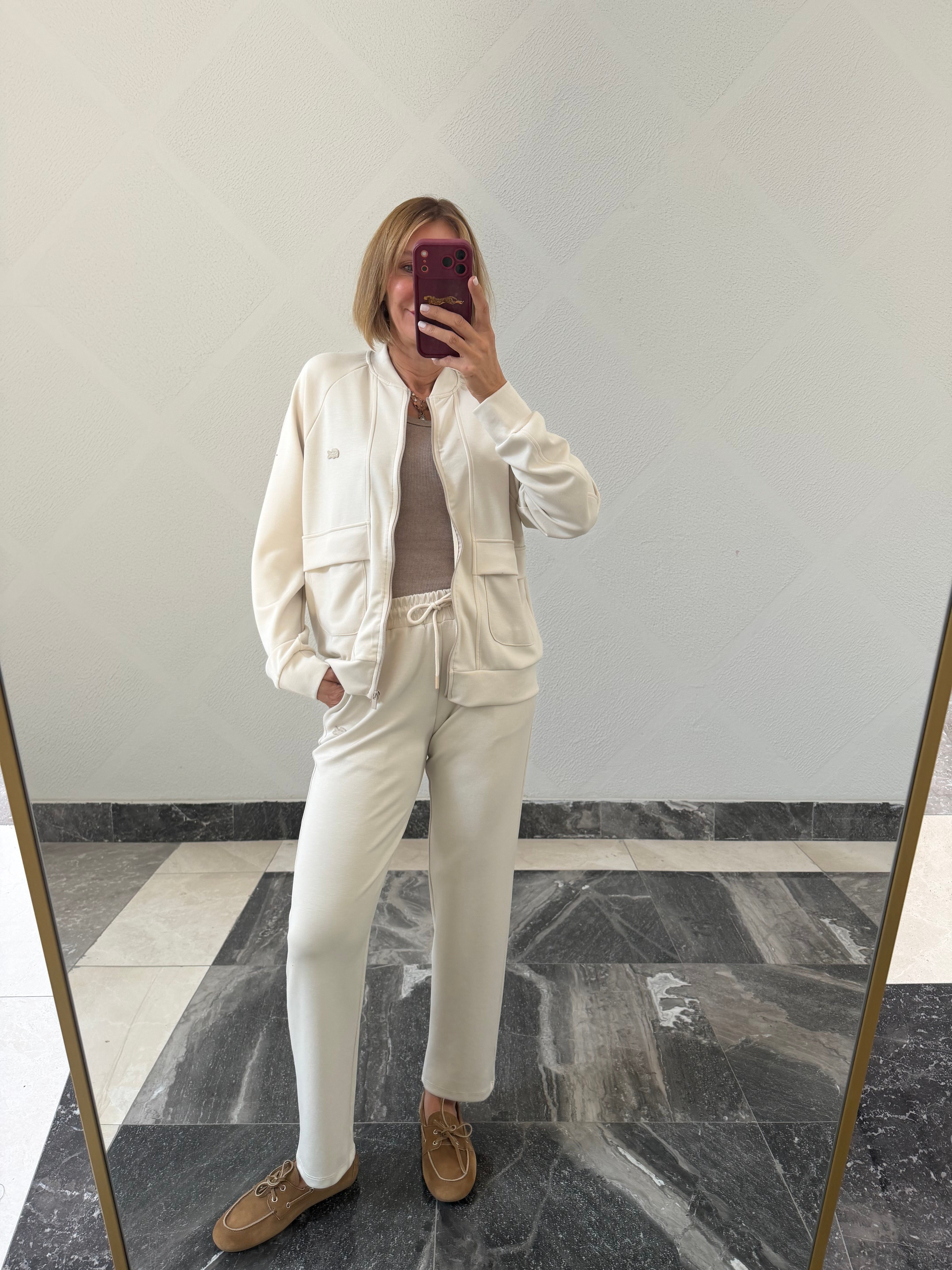 Logolo Fermuarlı Sweat Pantolon Takım