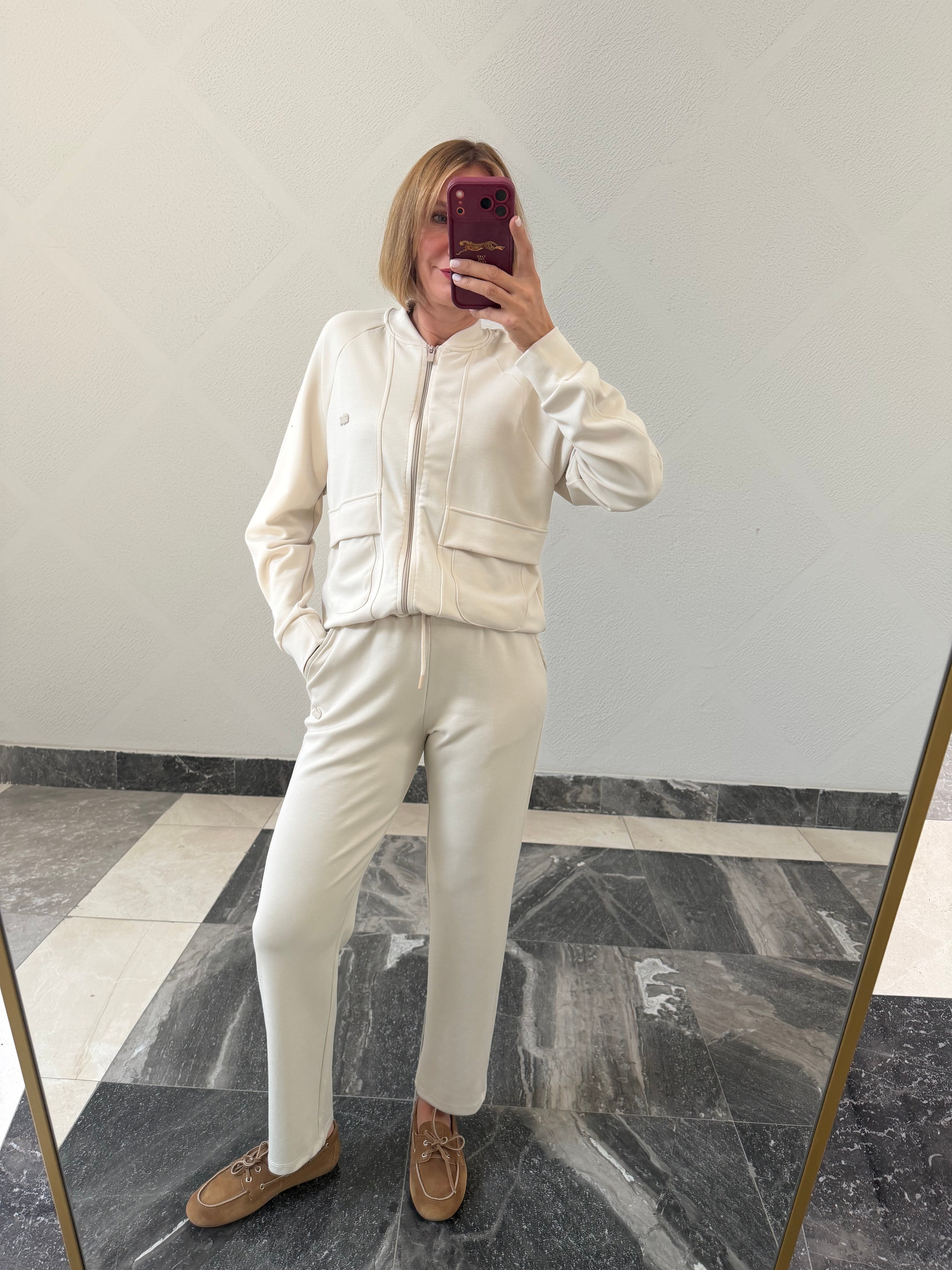 Logolo Fermuarlı Sweat Pantolon Takım