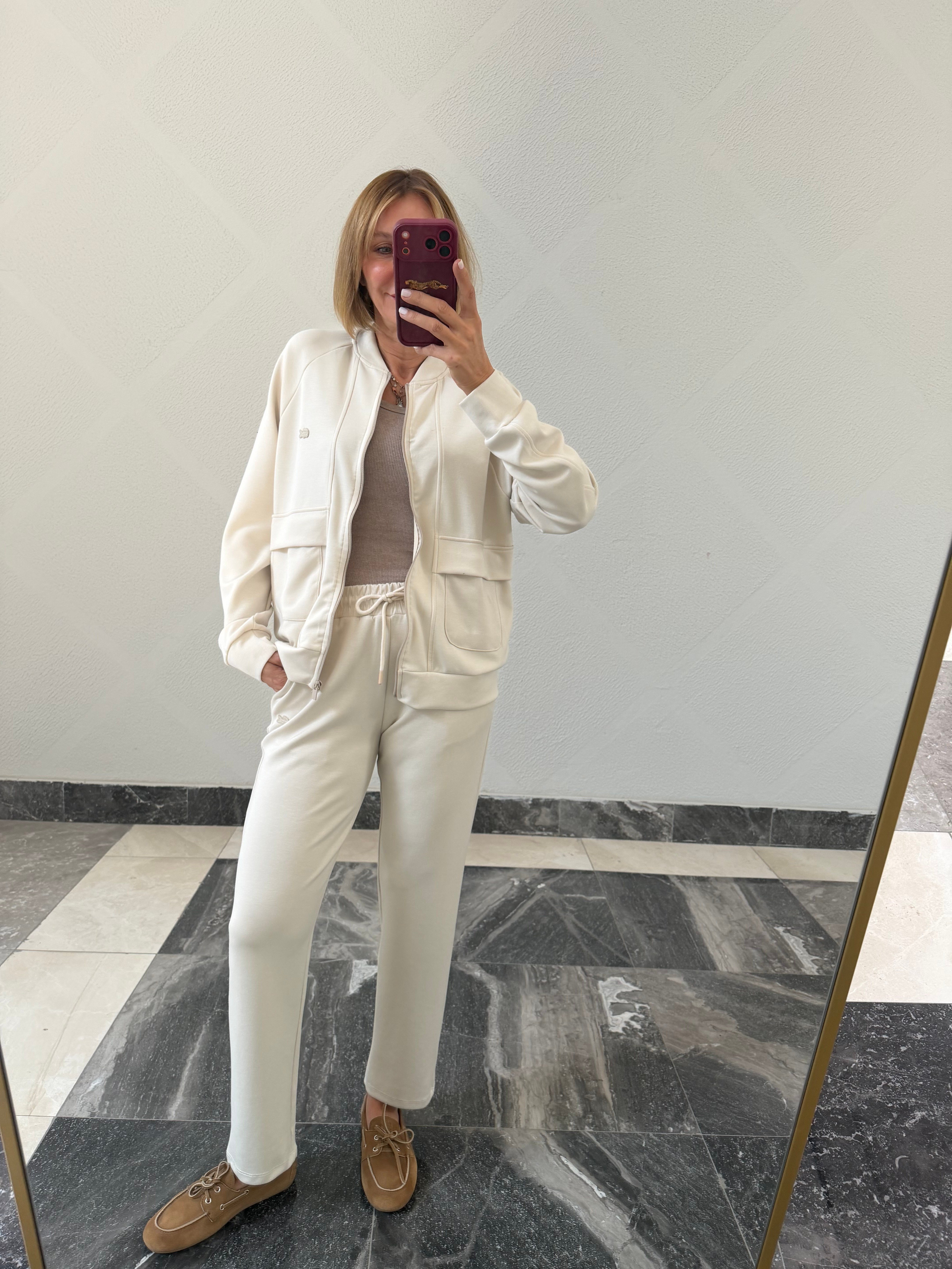 Logolo Fermuarlı Sweat Pantolon Takım