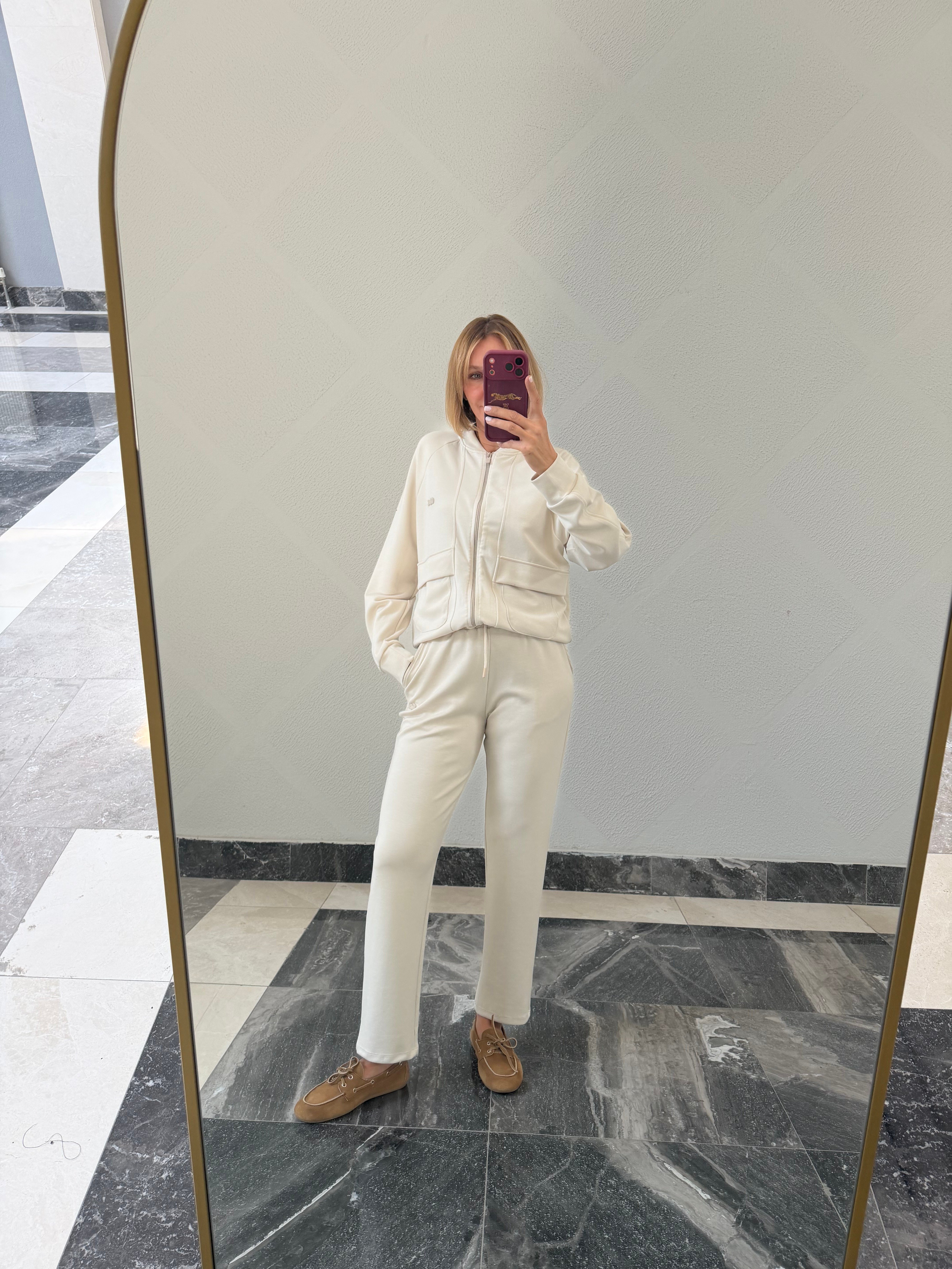 Logolo Fermuarlı Sweat Pantolon Takım