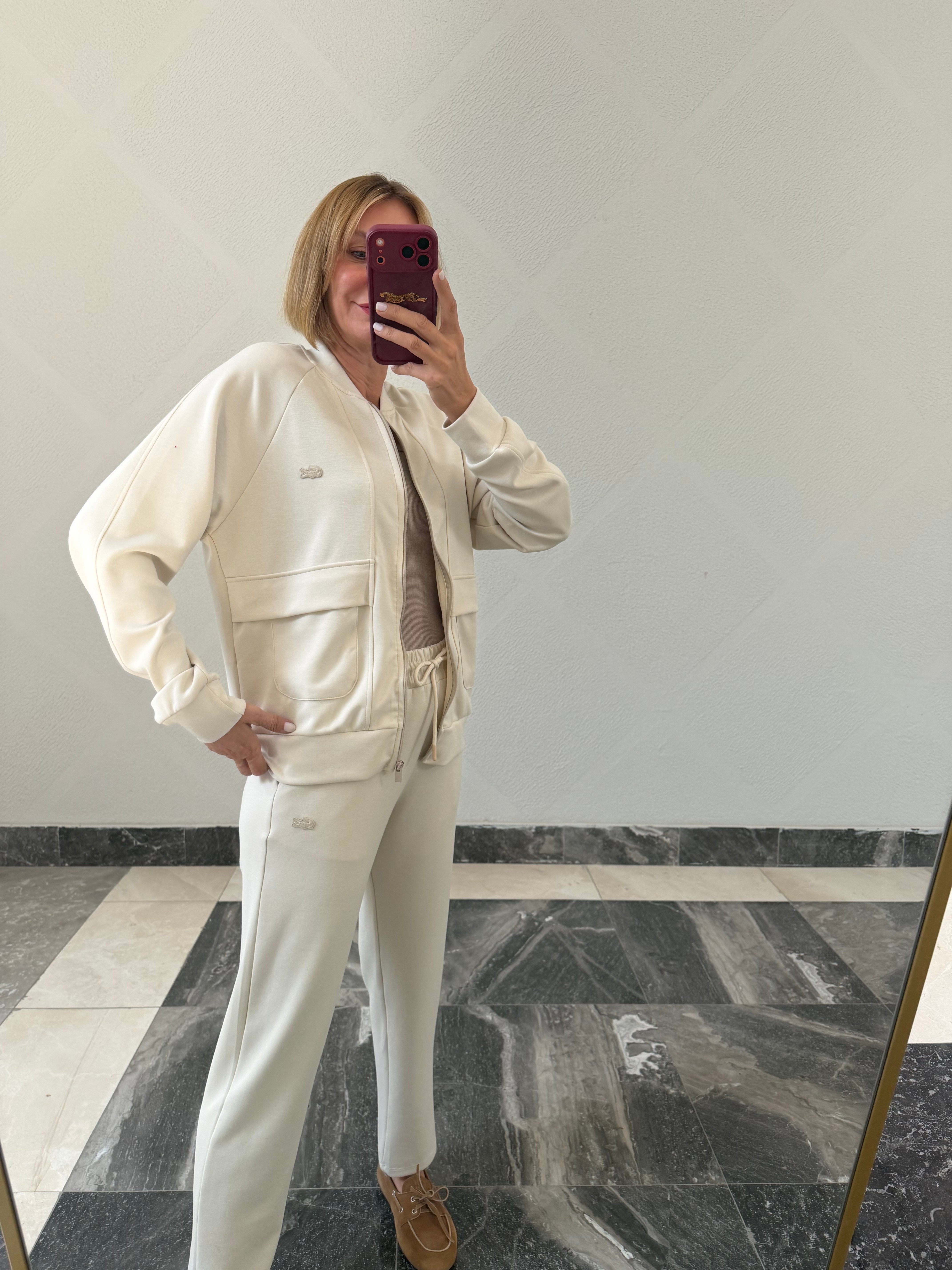 Logolo Fermuarlı Sweat Pantolon Takım