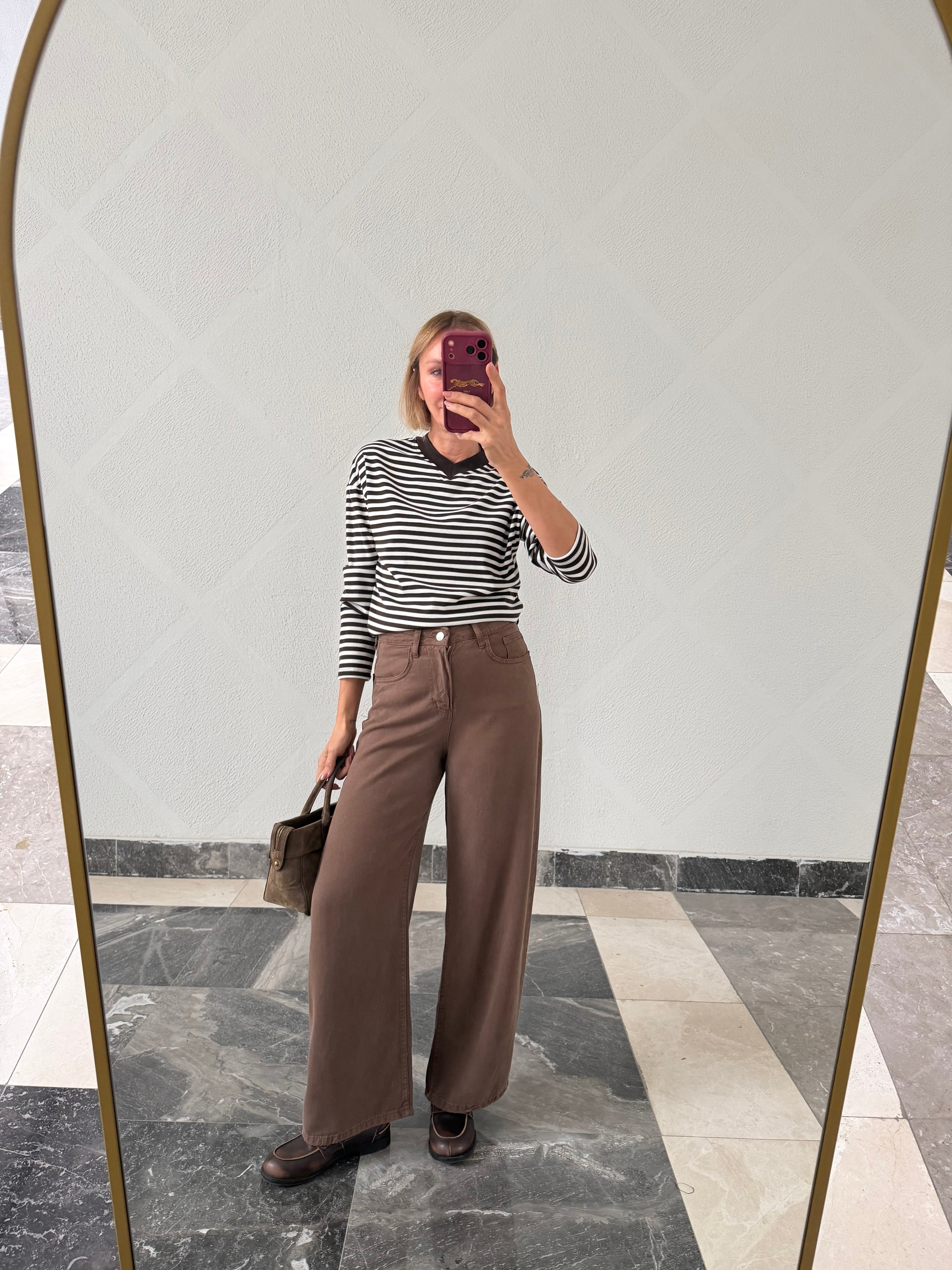 Love& Love Kahve Yumuşacık Denim Pantolon