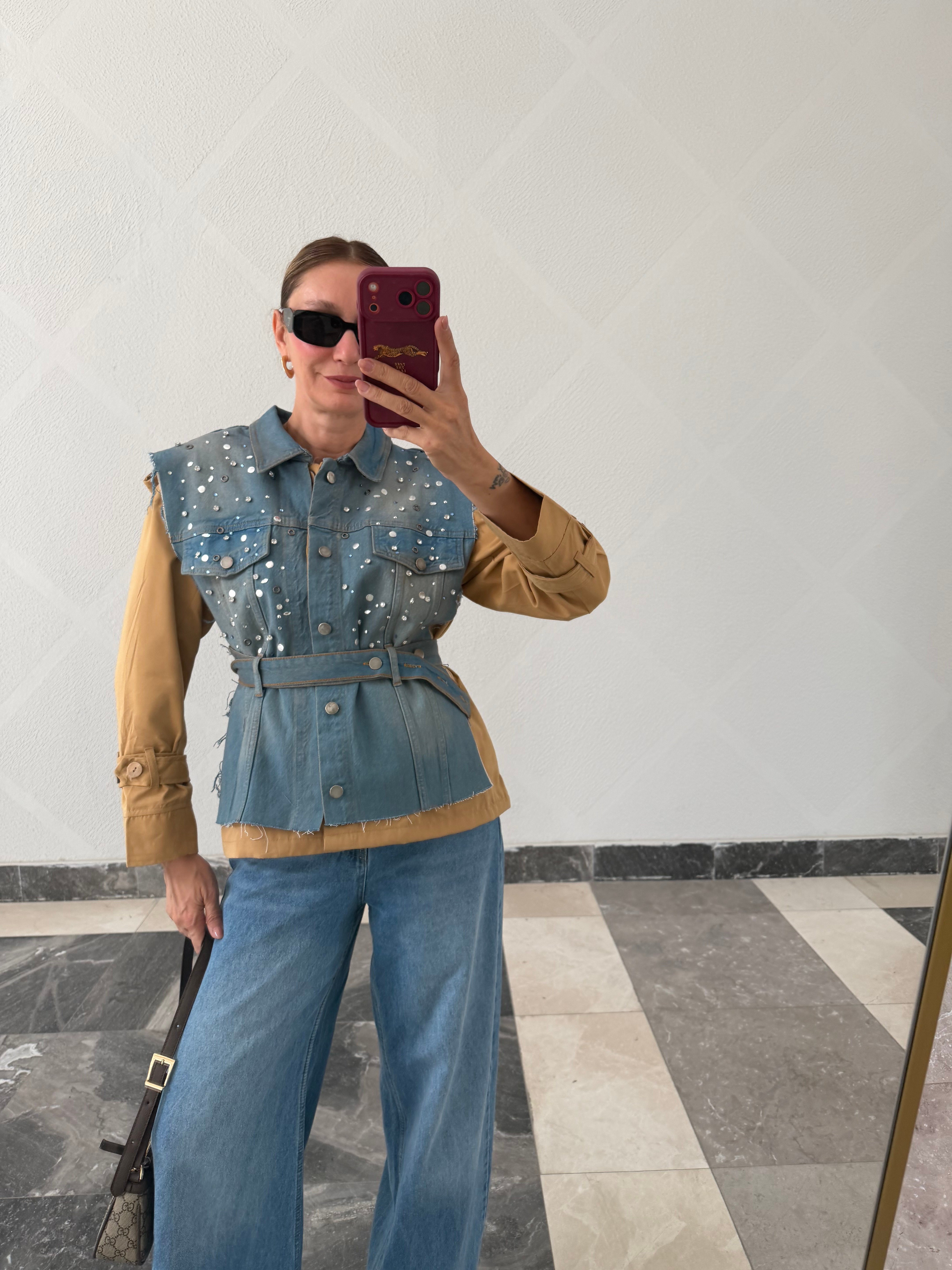 Loveee Orijinal Model , Taş İşlemeli, Jean Detayl